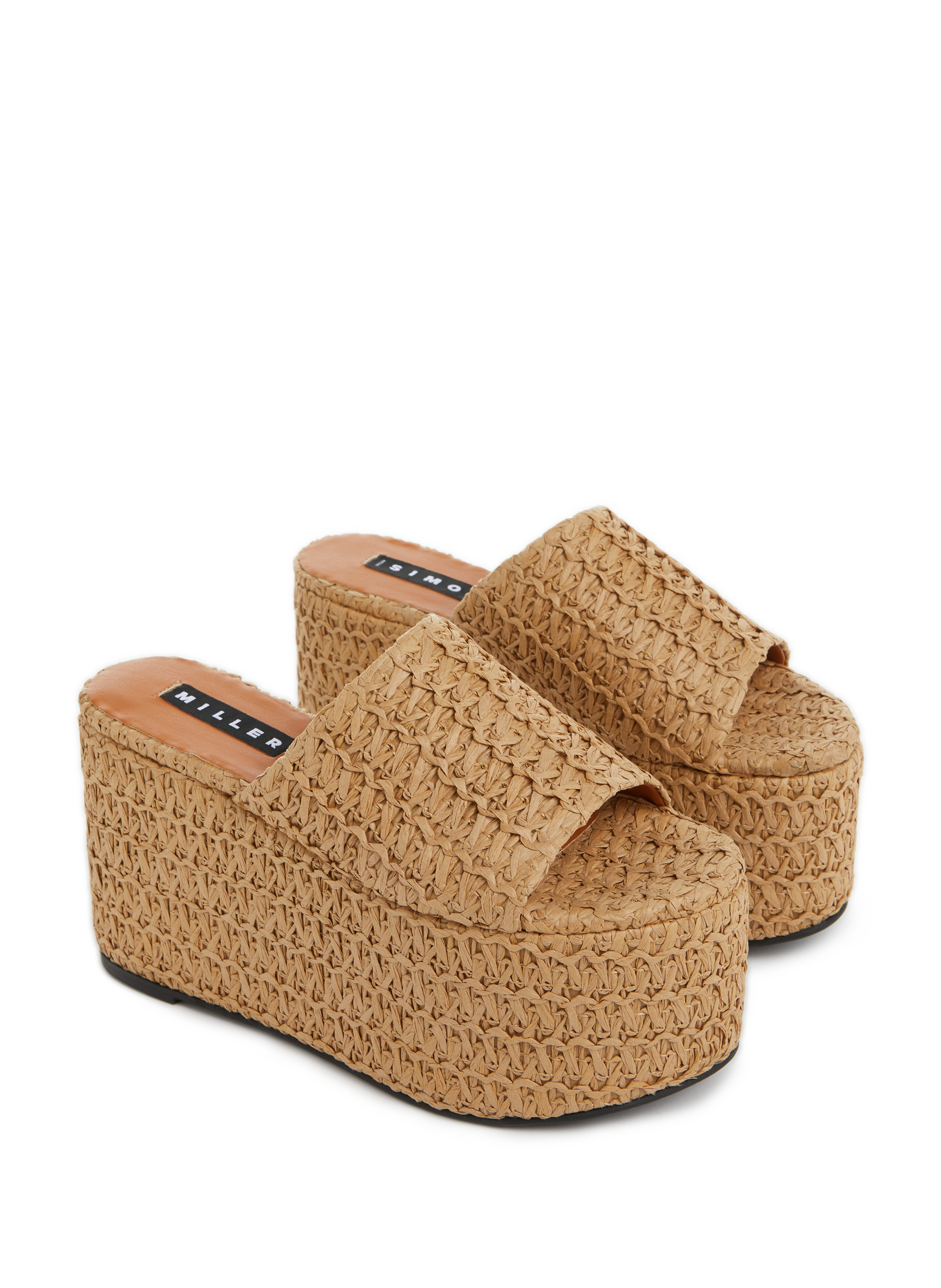 Claquettes à plateforme Blackout en paille