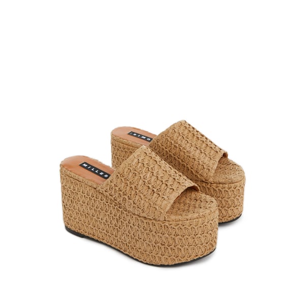 Claquettes à plateforme Blackout en paille