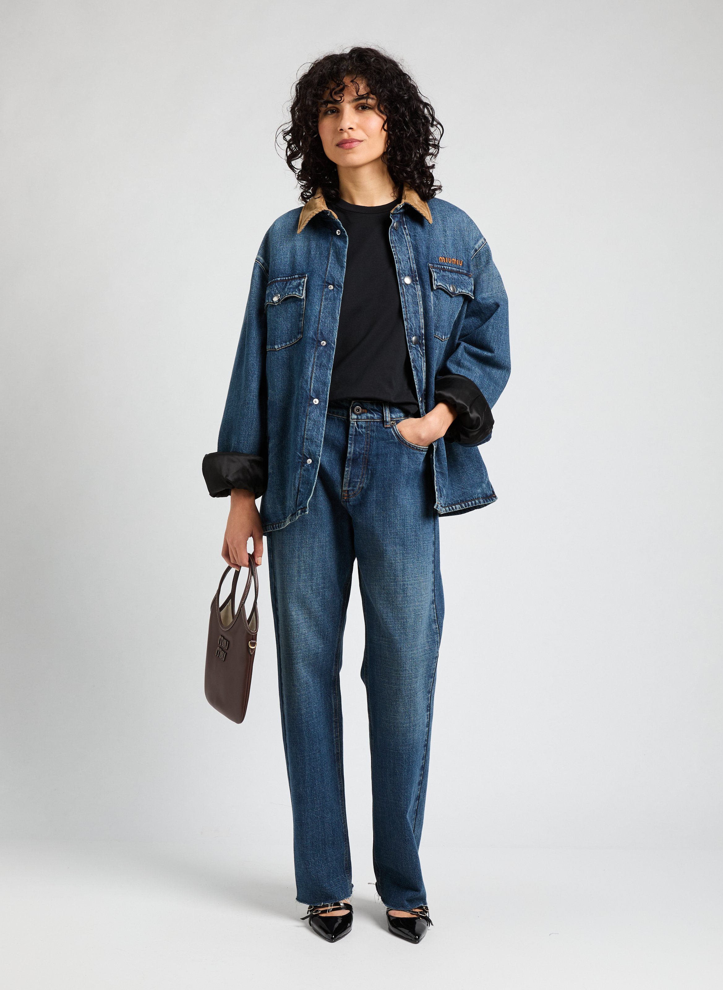 Jean droit en coton  MIU MIU Bleu