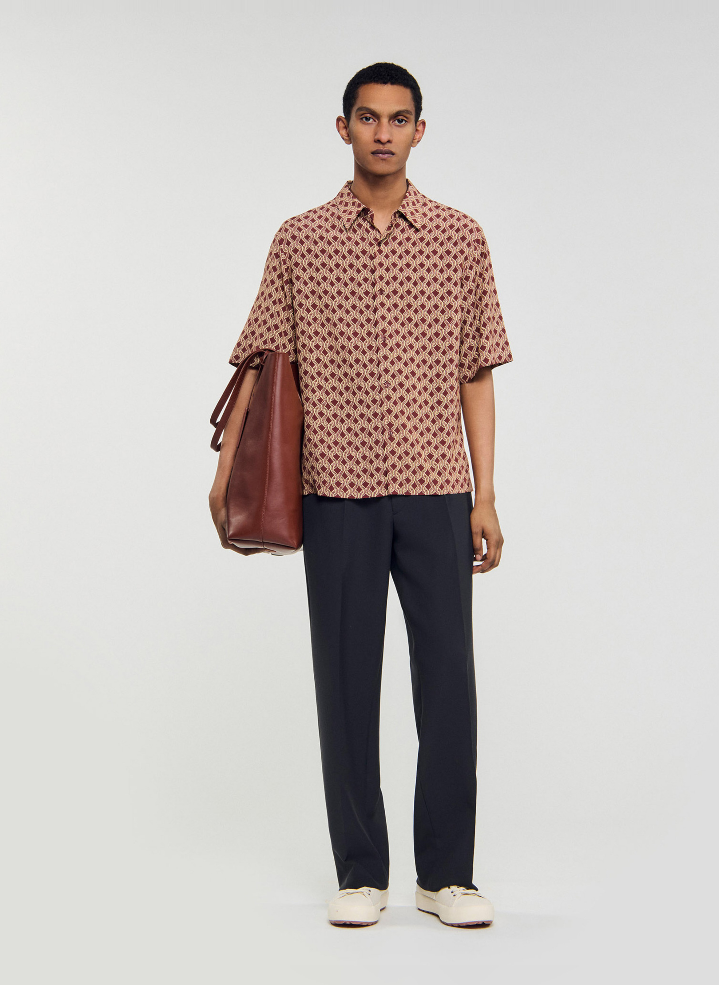 Chemise col classique imprimé SANDRO Marron
