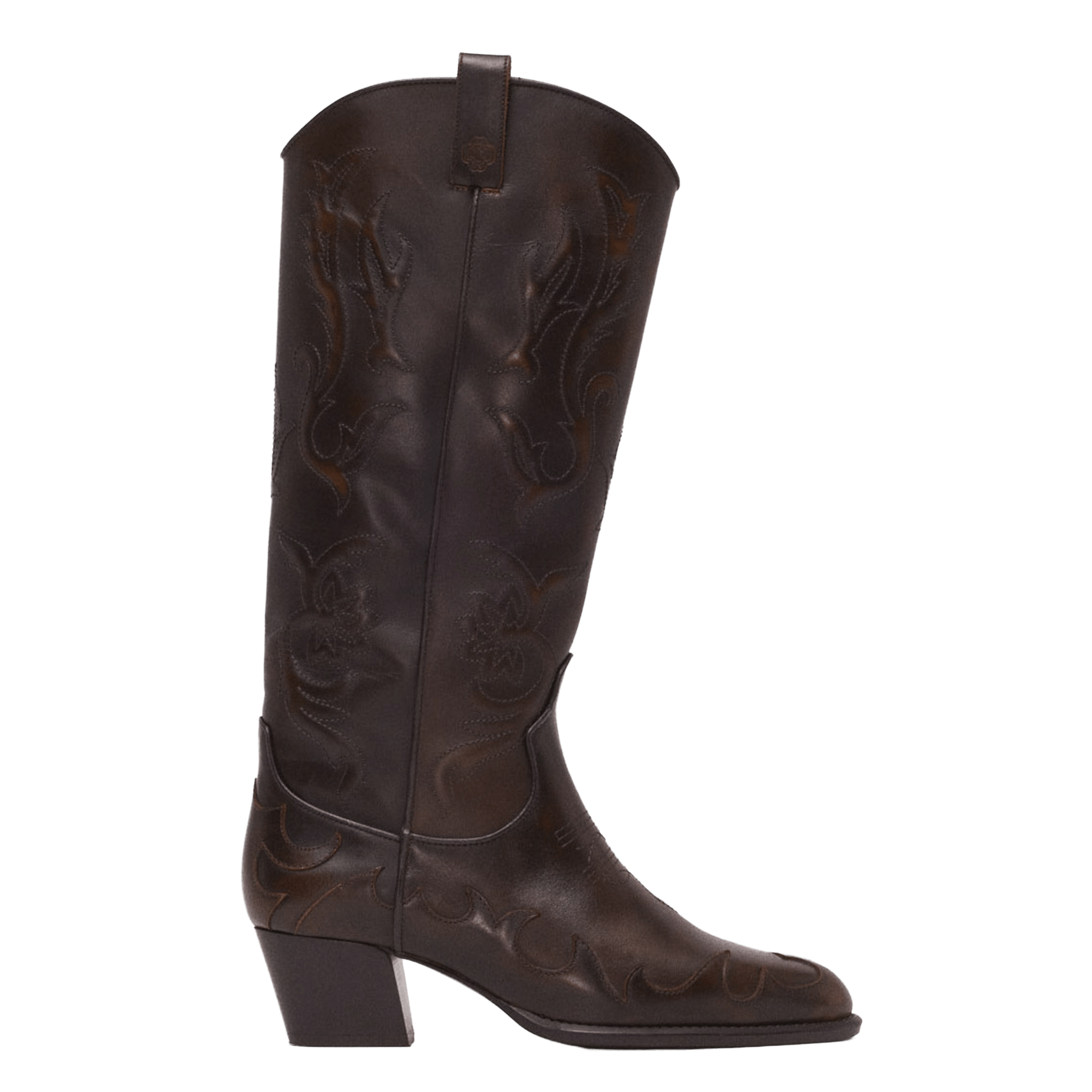 Bottes santiag en cuir MAJE Marron