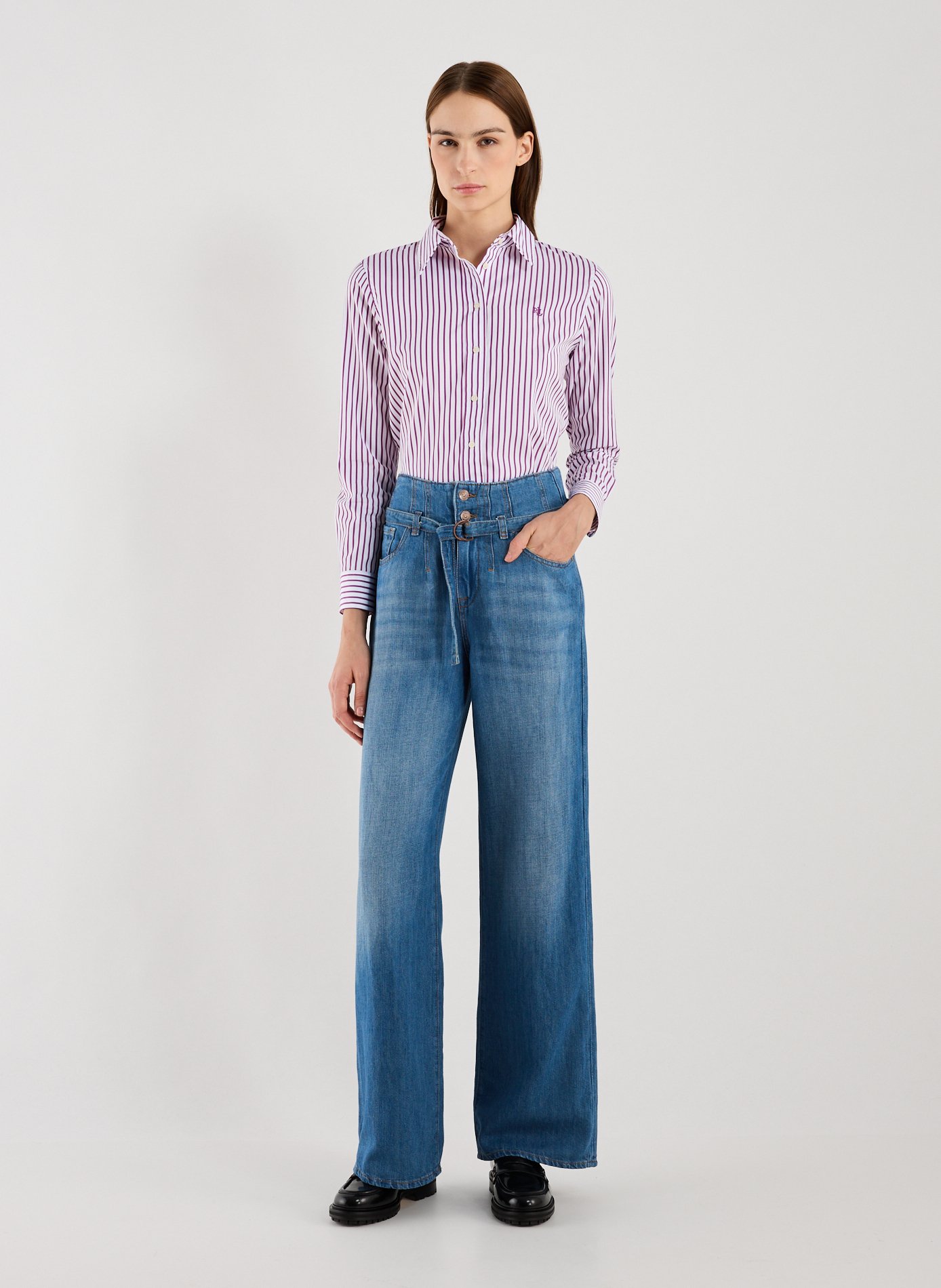 Cotton striped shirt LAUREN Purple