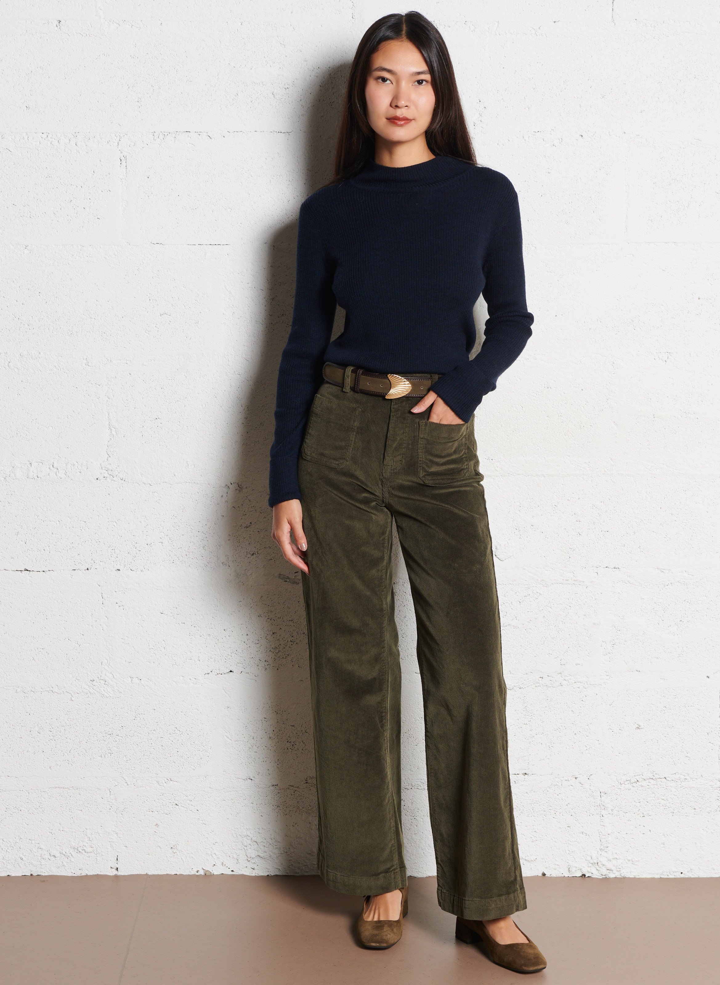 Ceinture boucle en cuir leonard MAISON 123 Kaki