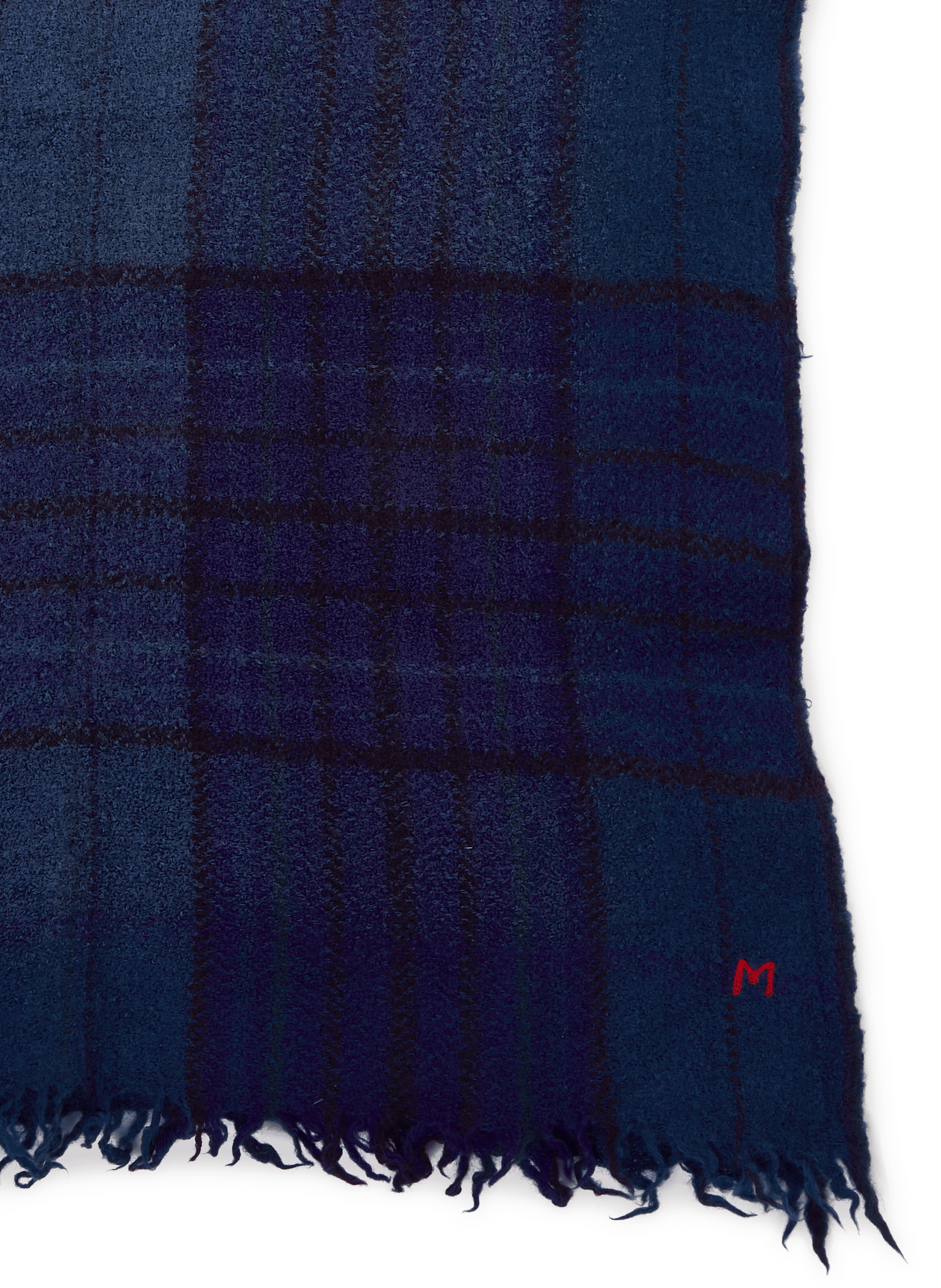 Echarpe à carreaux en laine Bleu