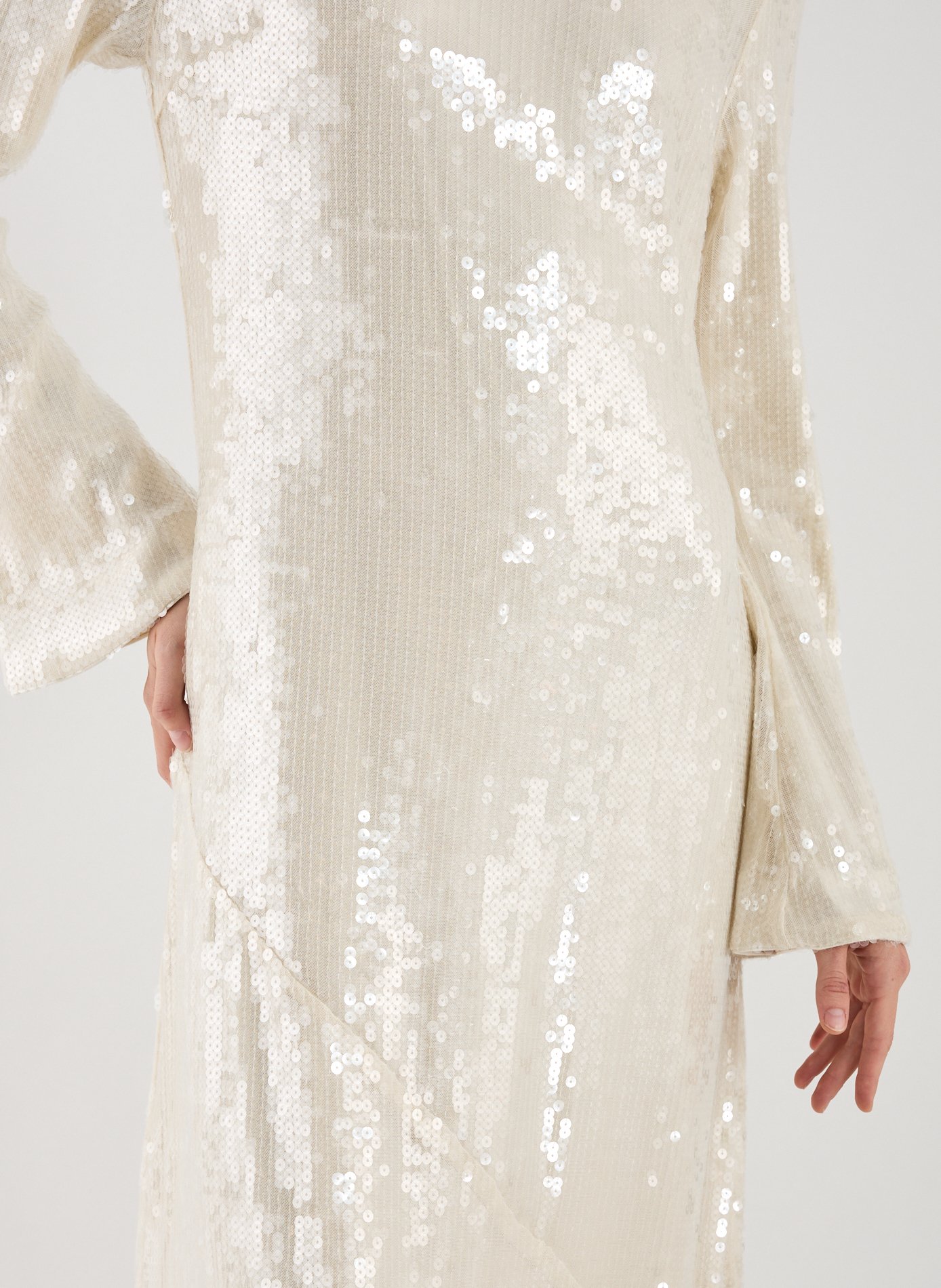 Robe longue en sequins ROTATE Beige