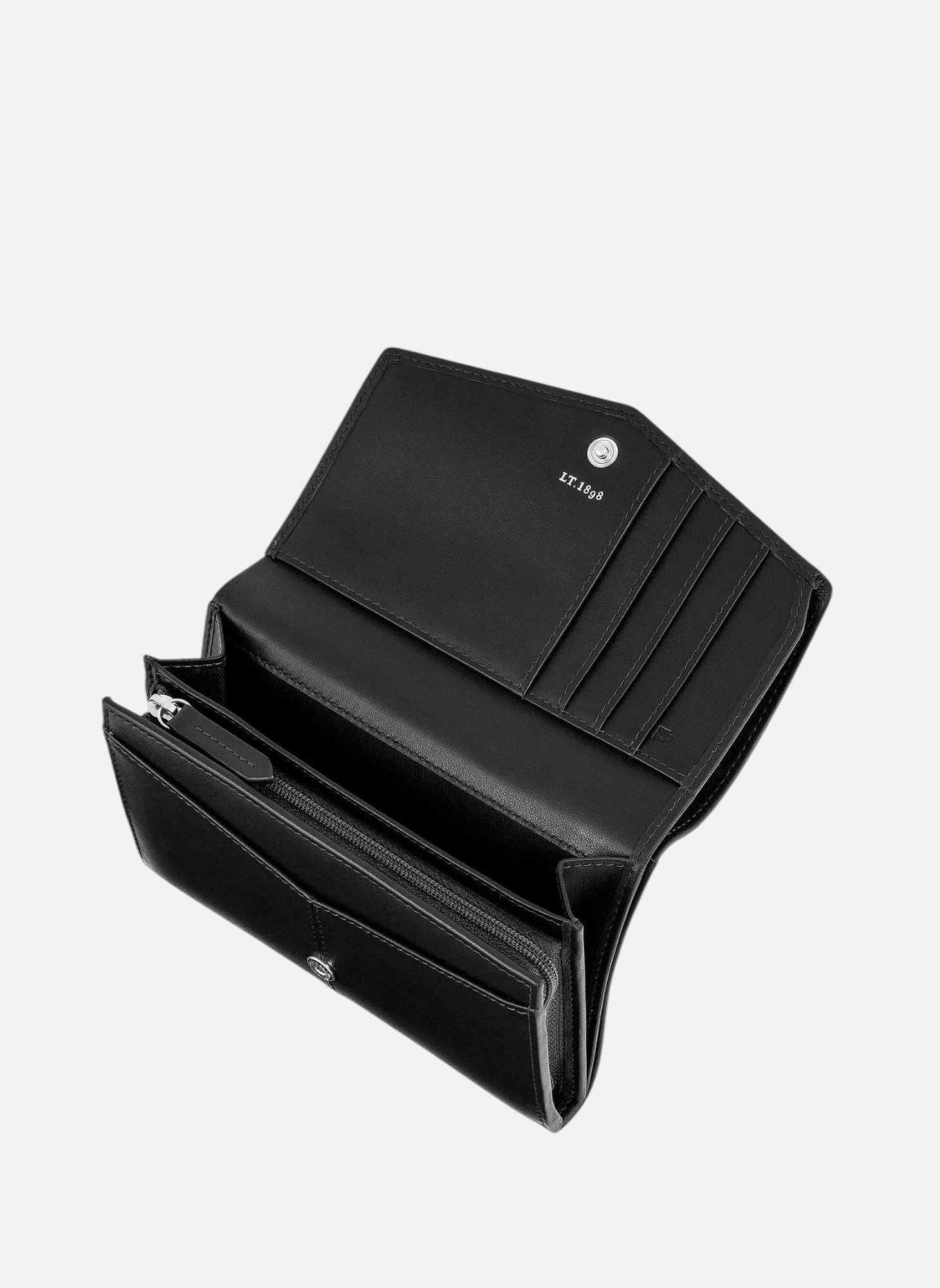 Portefeuille moyen modèle charlotte en cuir lisse LE TANNEUR Noir