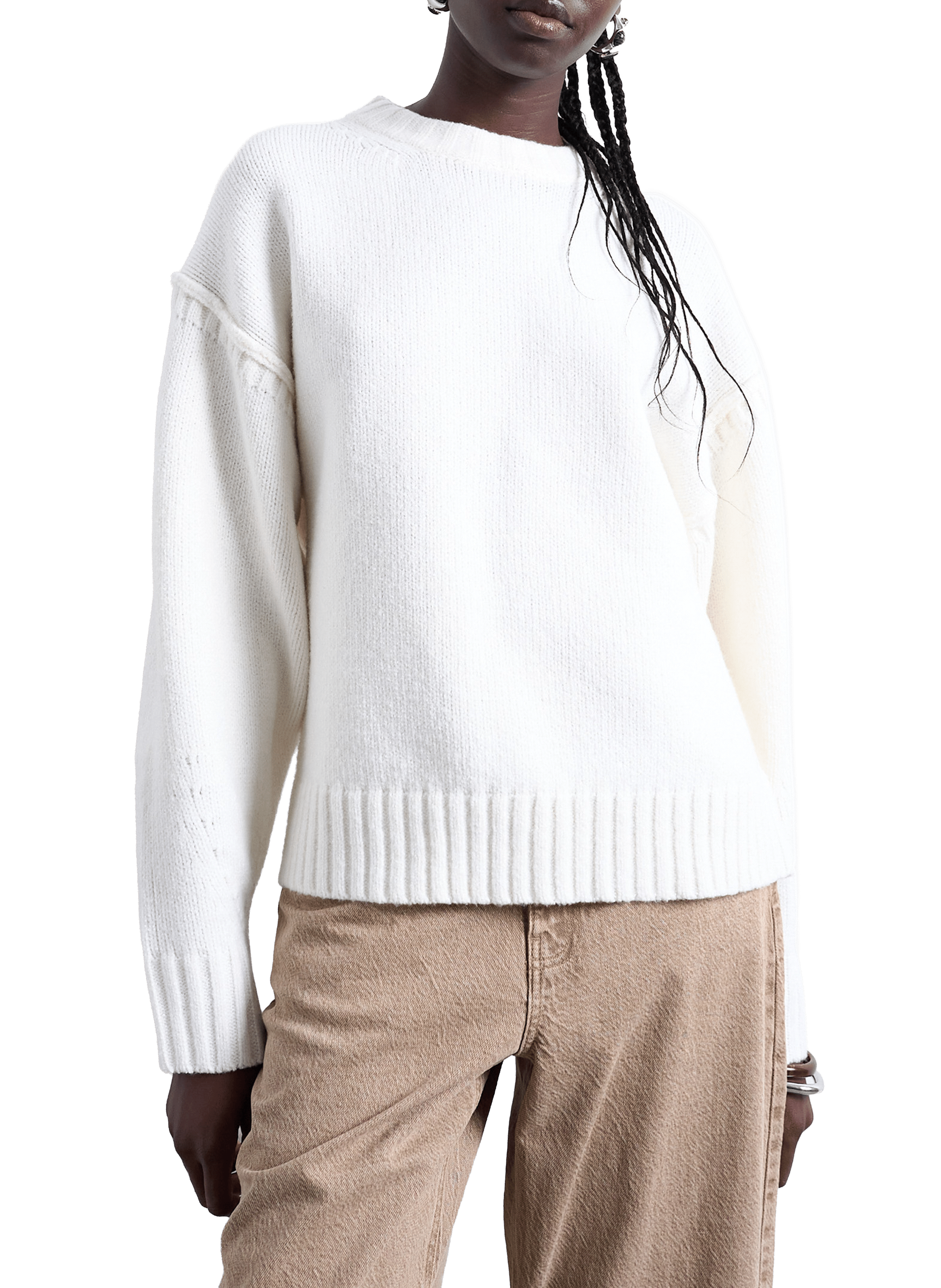 TOPSHOP Oversized solid color sweater White