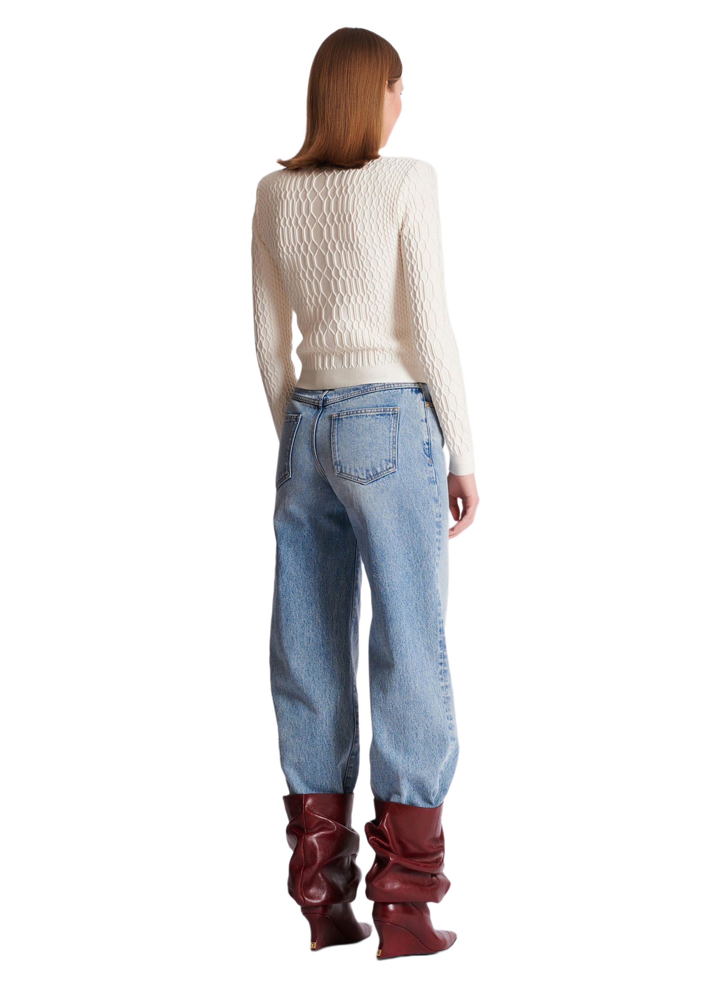 Veste en maille croco BALMAIN Beige