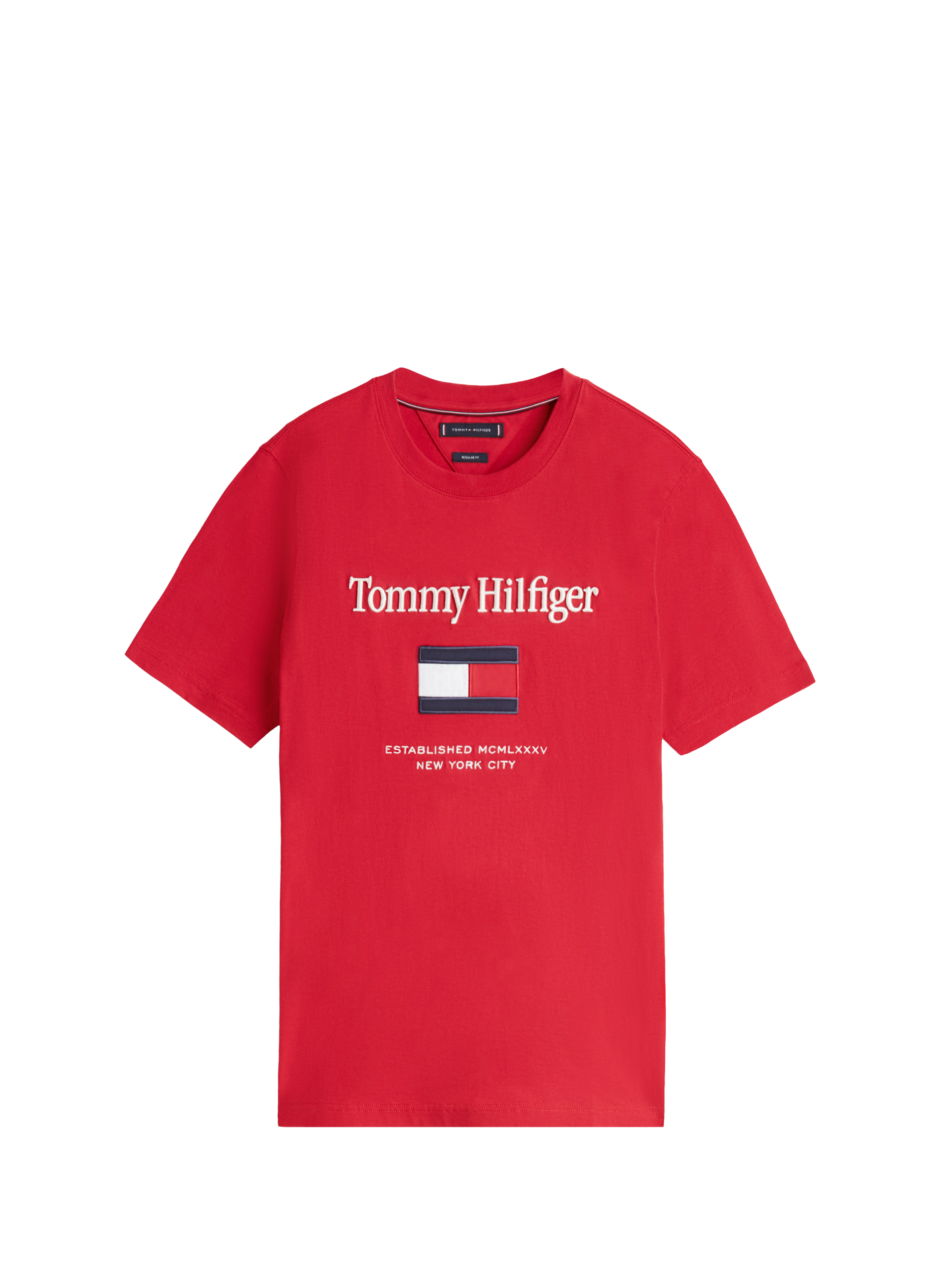 T-shirt manches courtes avec logo brodé TOMMY HILFIGER Rouge
