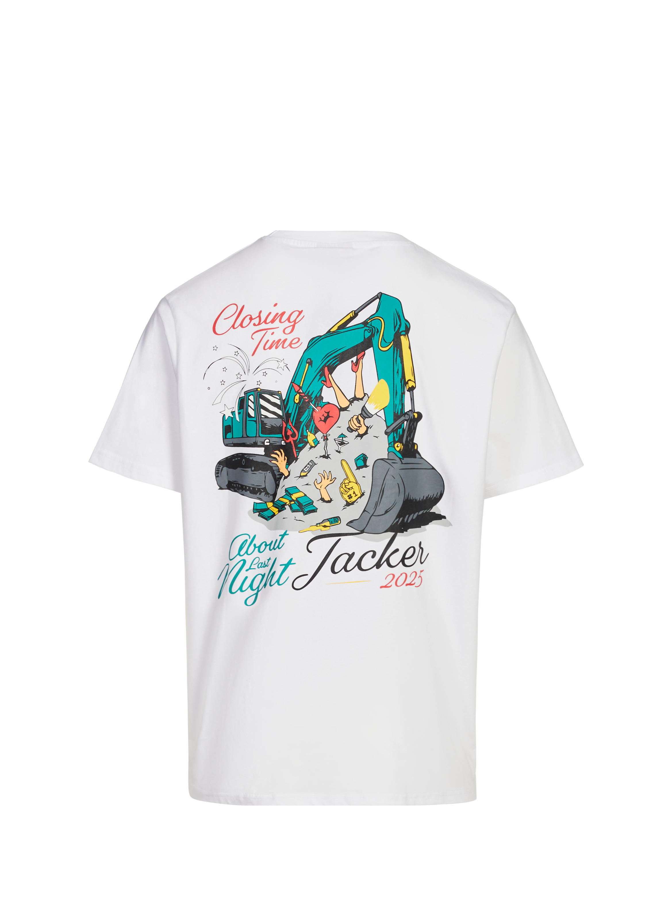 T-Shirt droit imprimé en coton JACKER. Blanc