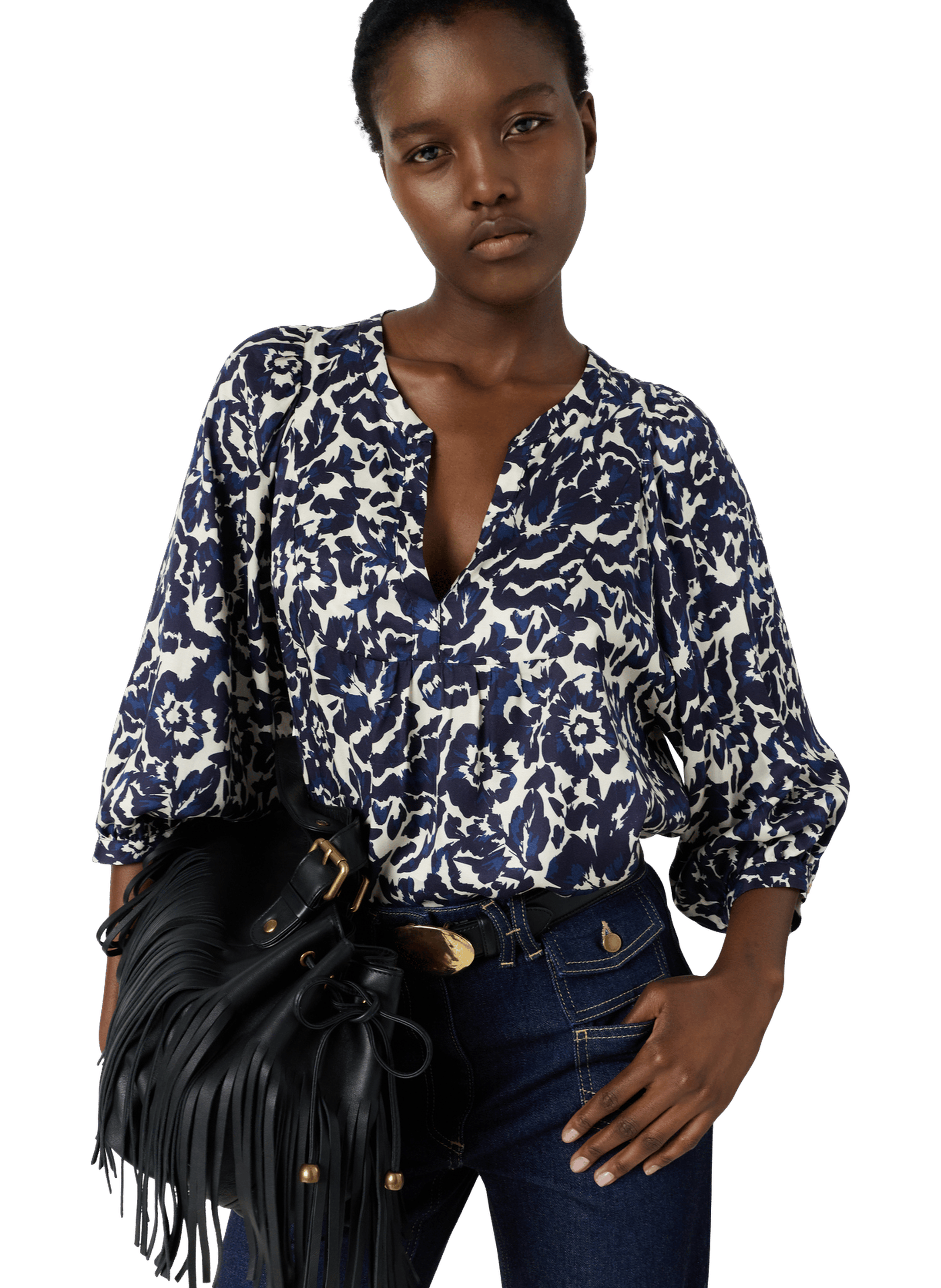 Blouse imprimé floral abstrait - calina GERARD DAREL Bleu