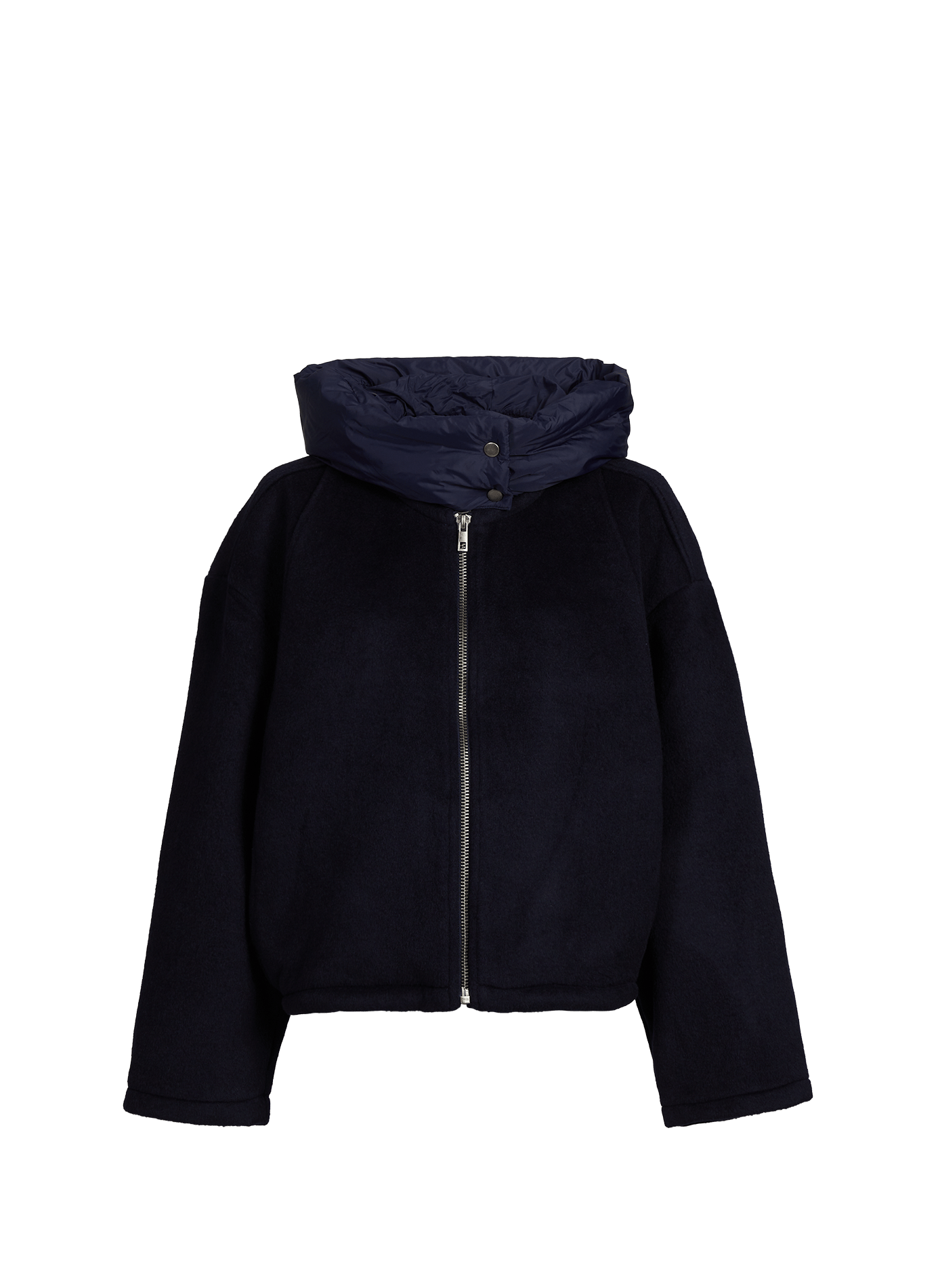 Coat with detachable hood in blended cotton OBJECT Blue