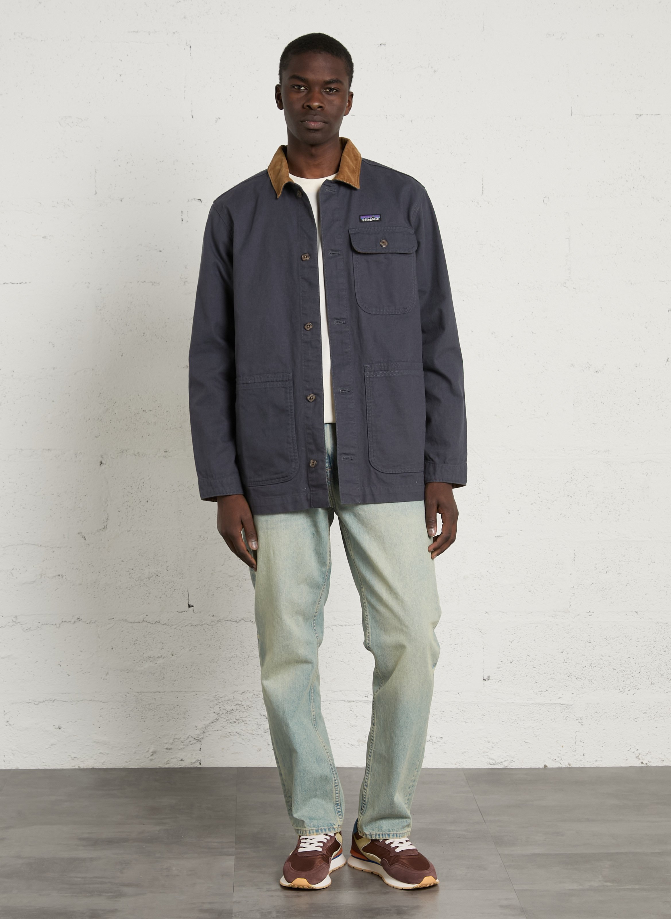 Veste droite col classique en coton bio PATAGONIA Noir