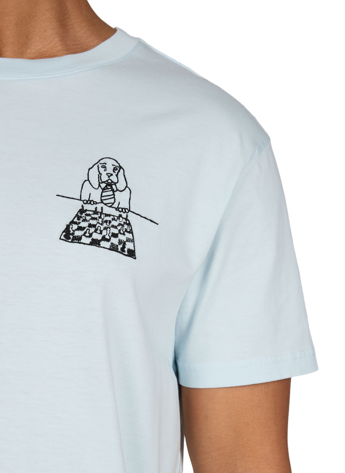 T-shirt Popincourt brodé en coton biologique MAISON LABICHE Bleu