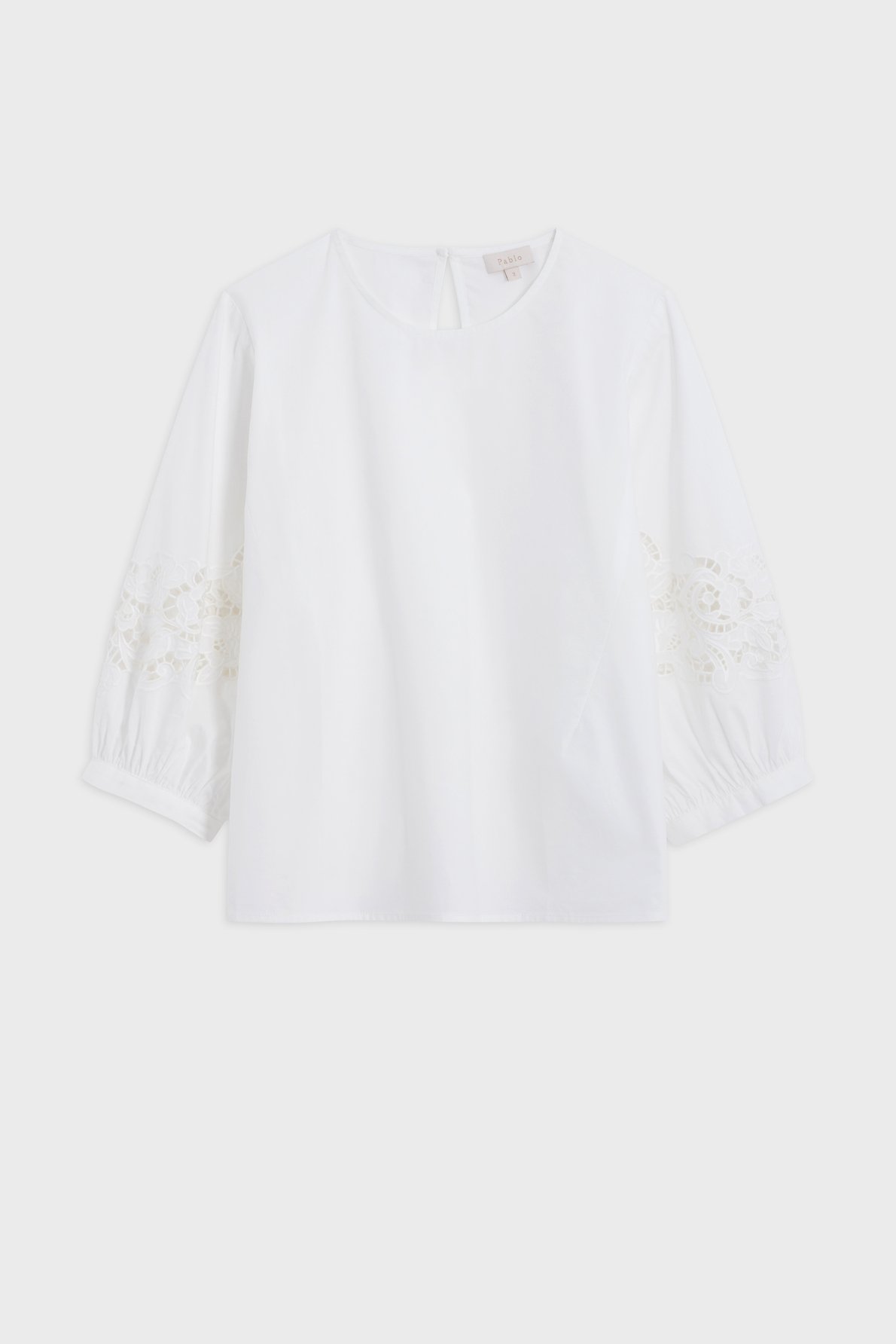 Blouse en coton à broderies - clemence PABLO Blanc