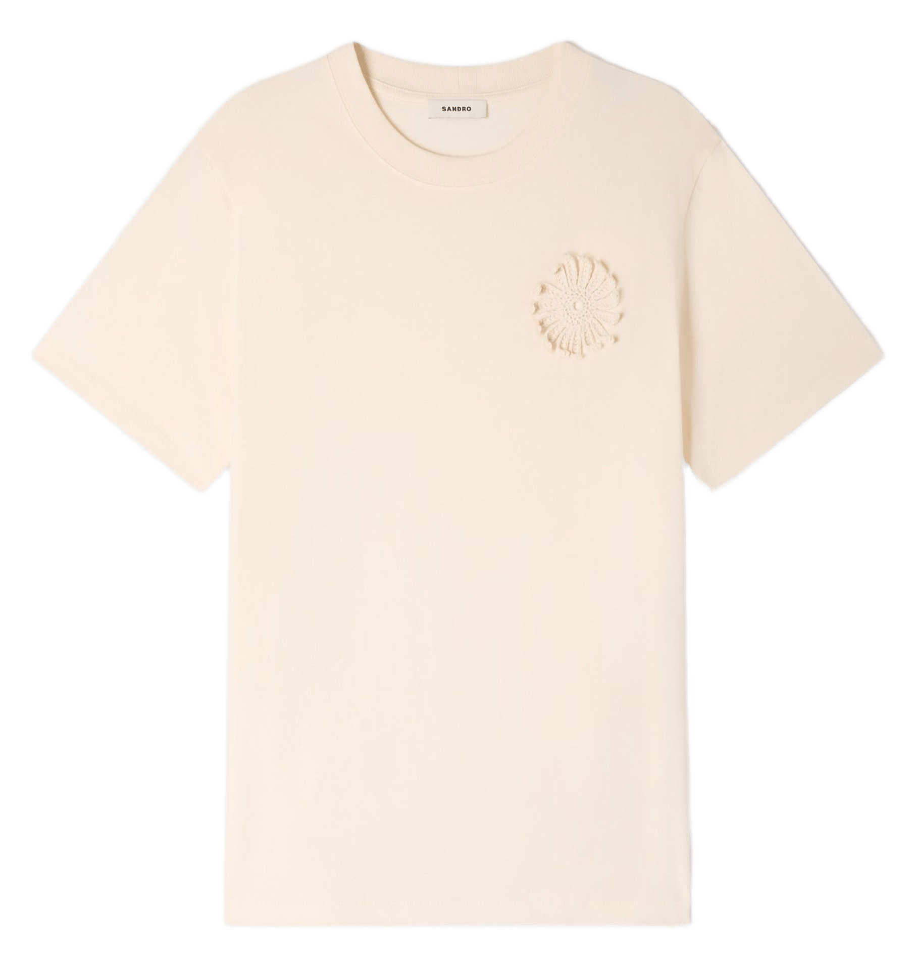 Tee-shirt droit col rond en coton SANDRO Beige