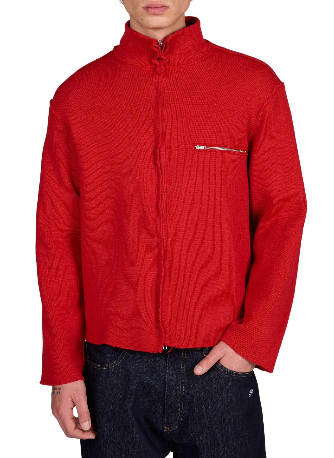 Zip-up high neck vest CAMIEL FORTGENS Red