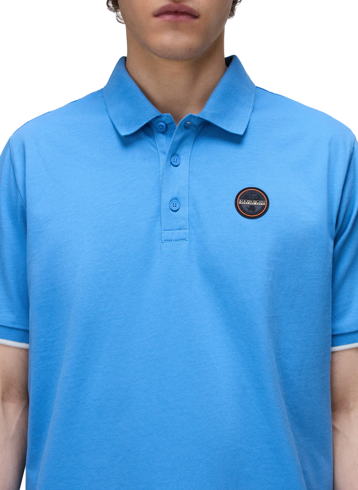 Polo droit à badge en coton  NAPAPIJRI Bleu