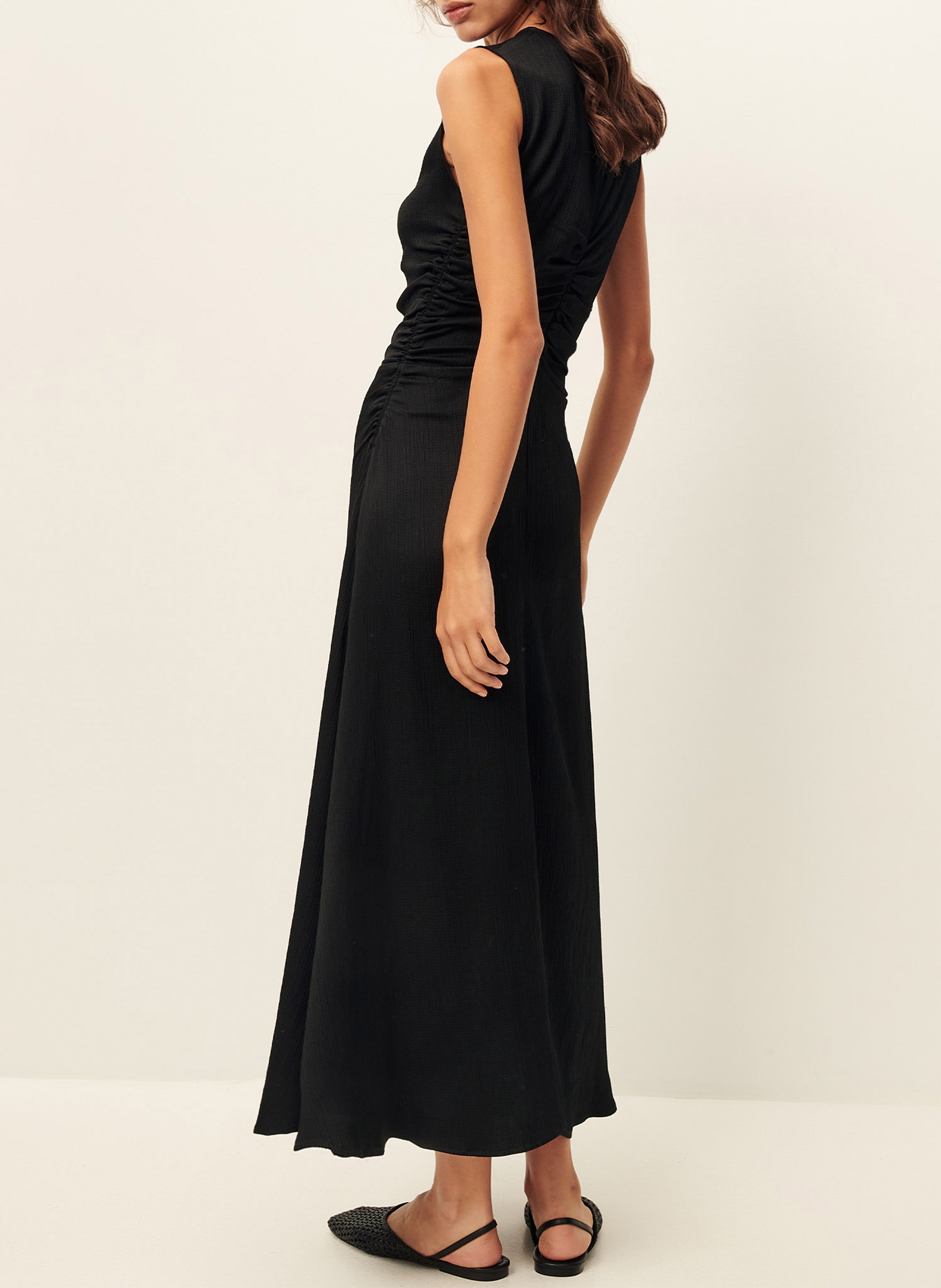 Robe longue col rond froncée hayworth SESSUN Noir