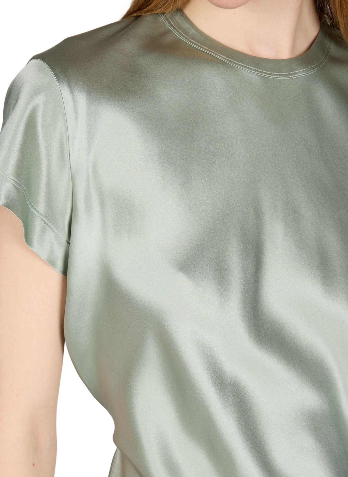 Tee-shirt en satiné à liens en soie HELMUT LANG Gris