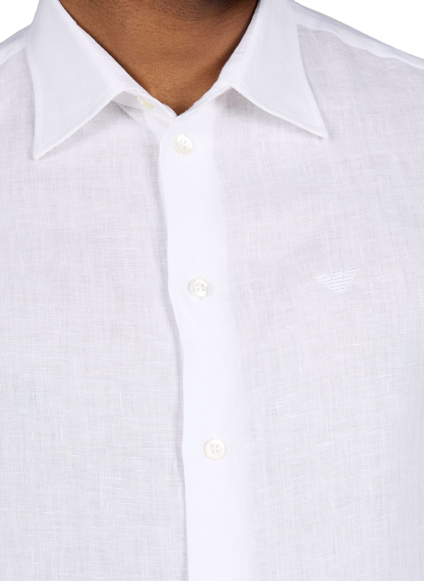 Camicia diritta in puro lino EMPORIO ARMANI Bianco