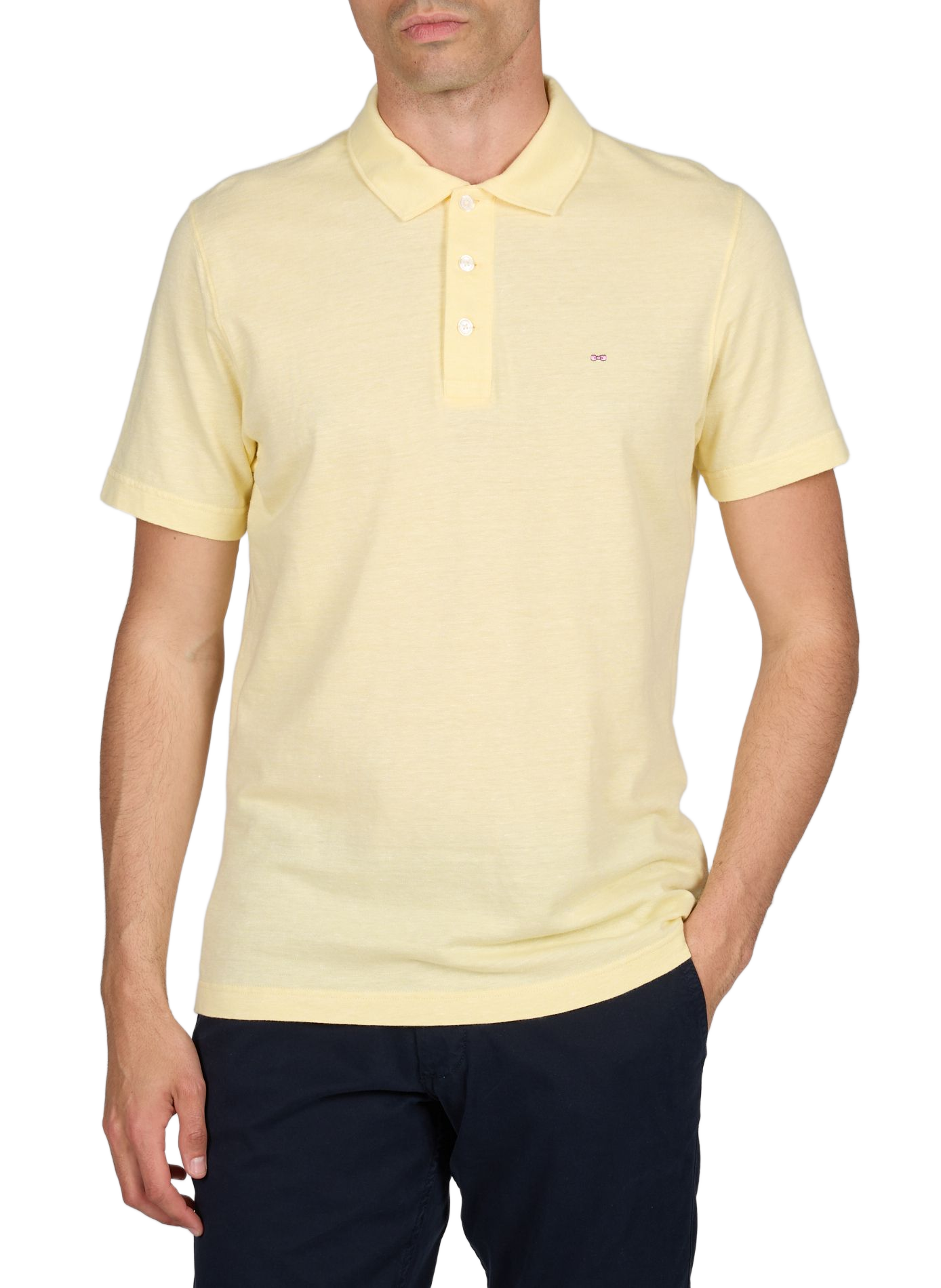 Polo à manches courtes en coton et lin EDEN PARK Jaune