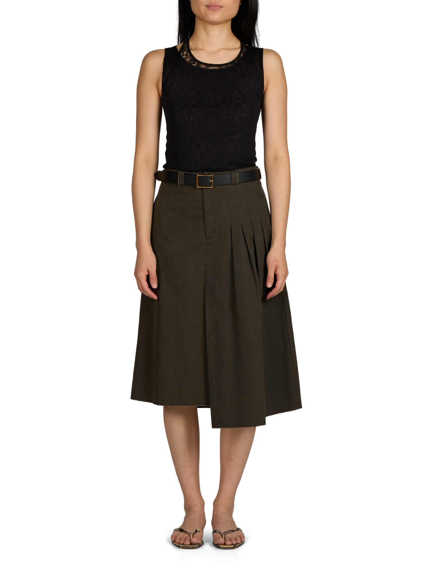 Cotton blend lace overlay tank top OUR LEGACY Black