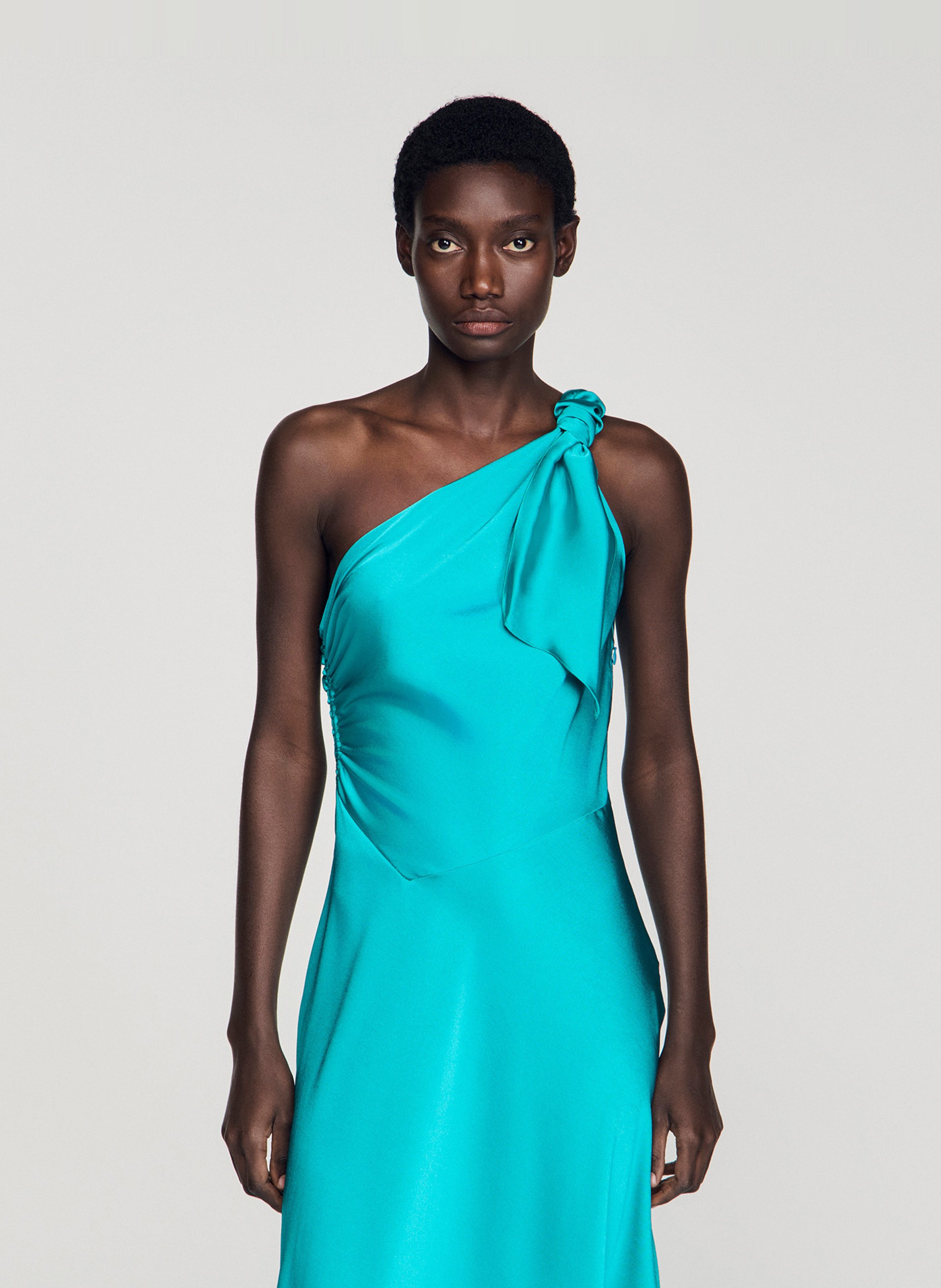Robe longue satinée unie SANDRO Vert