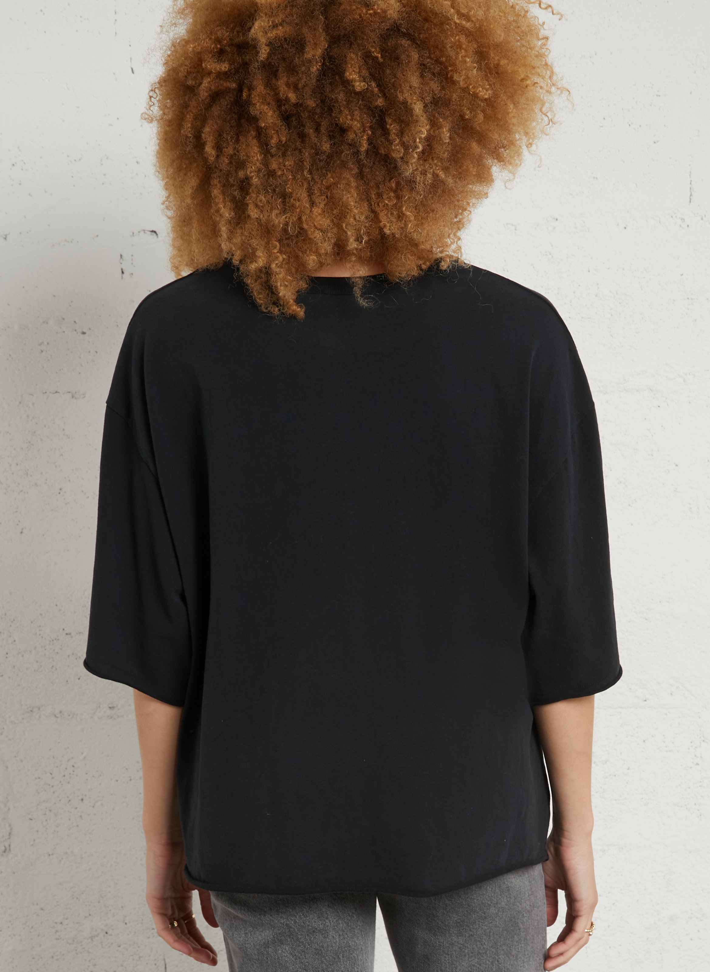 Tee-shirt fluide col rond en coton uni ykobow | Noir AMERICAN VINTAGE Femme