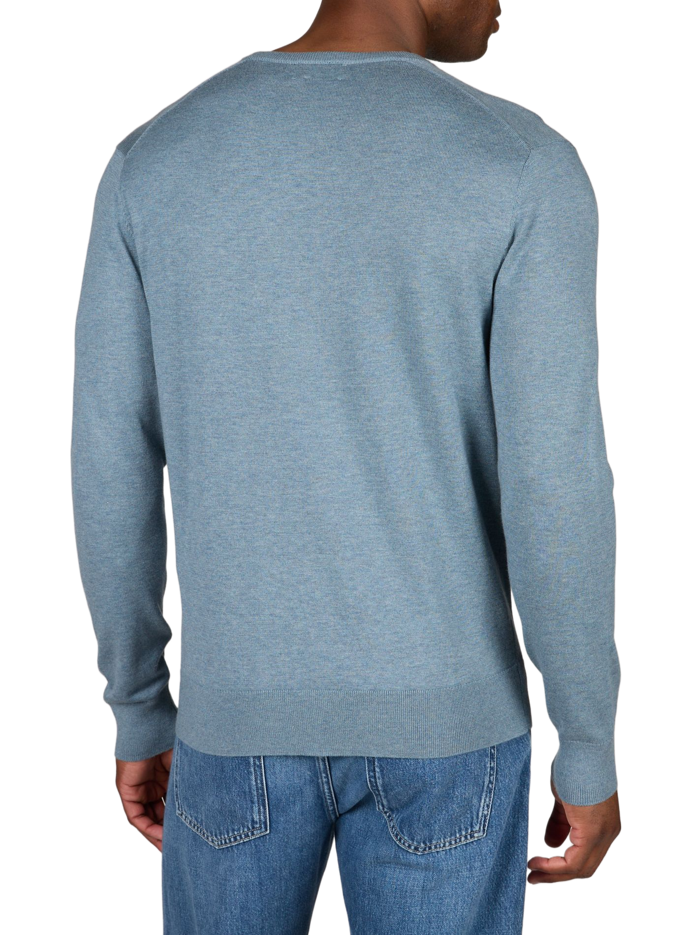 V-neck cotton and silk sweater HACKETT Blue