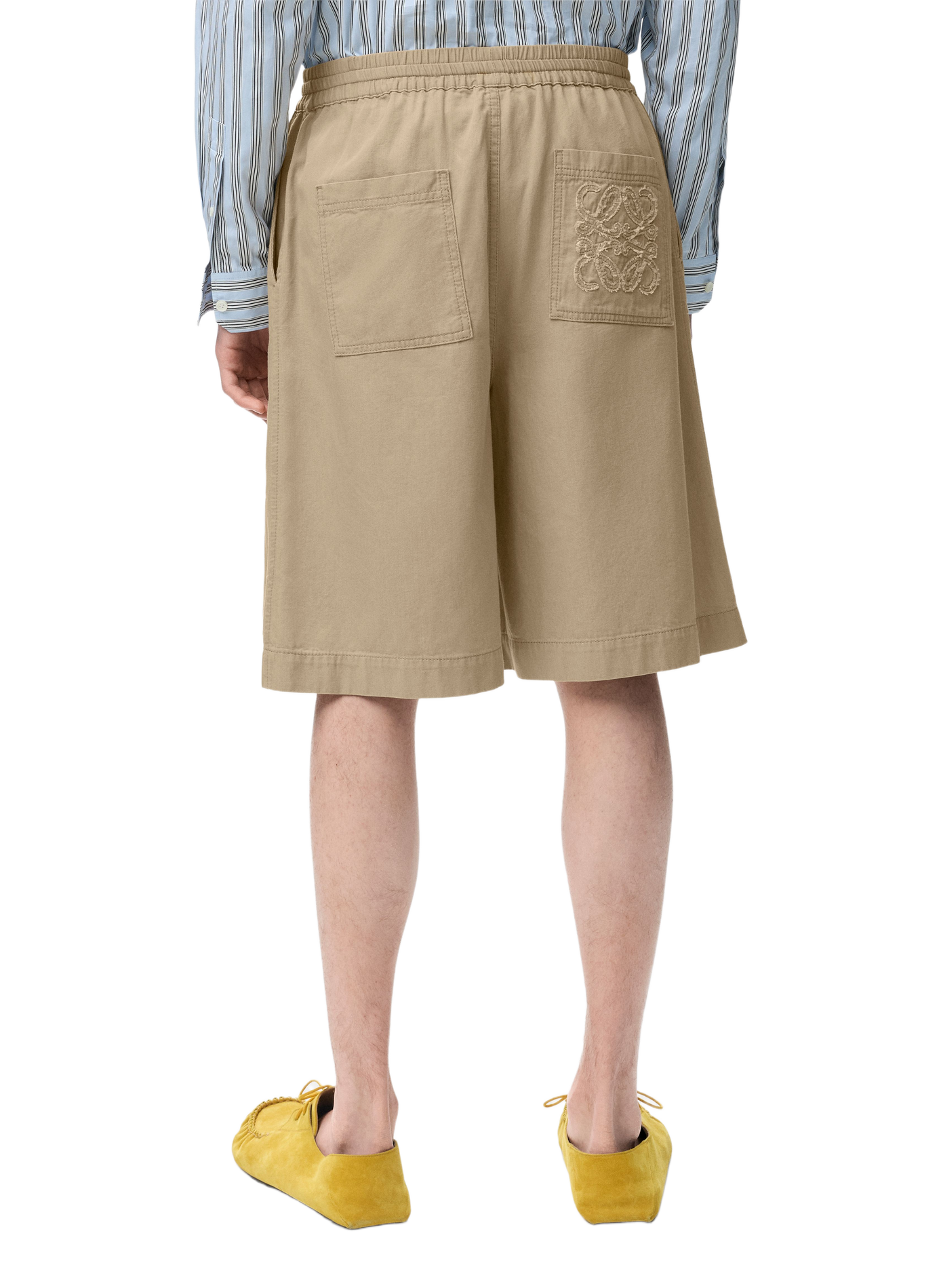 Korte rechte broek met geborduurd logo van katoen. LOEWE Beige