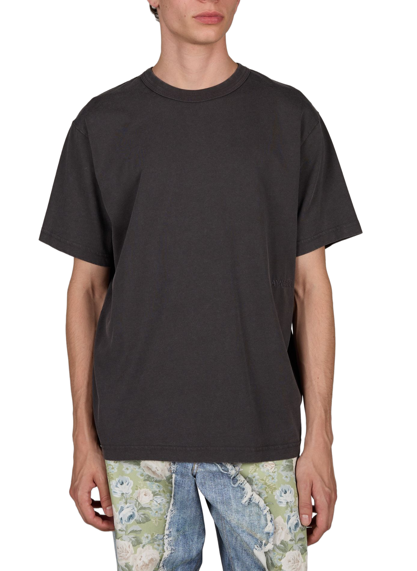 T-shirt uni à logo brodé au dos en coton ANNARR Gris