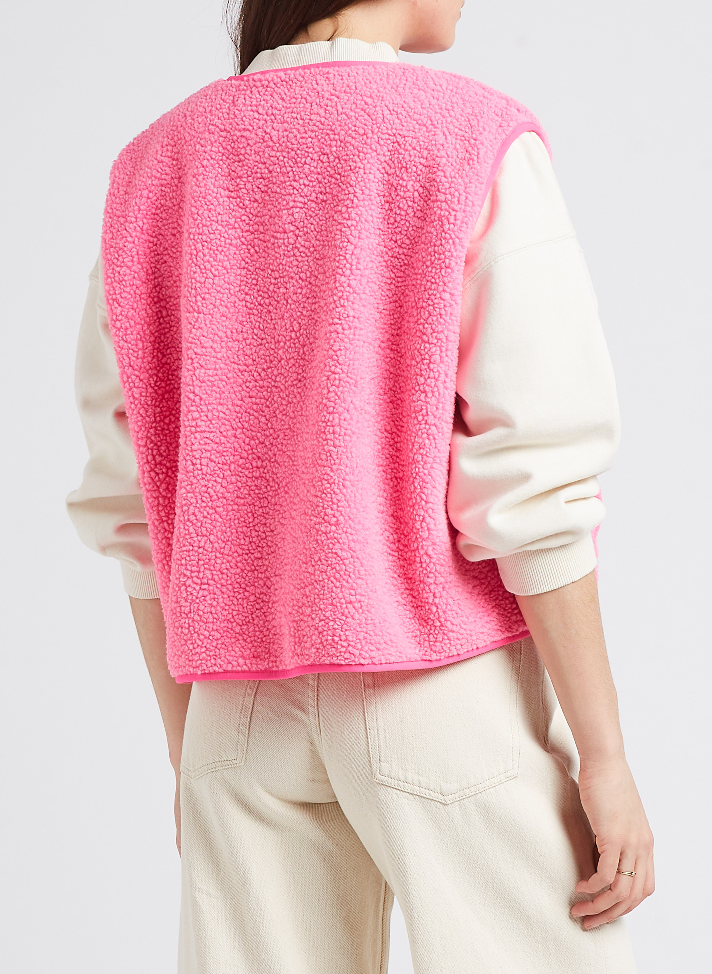 Gilet col rond molletonné sans manches hoktown AMERICAN VINTAGE Rose