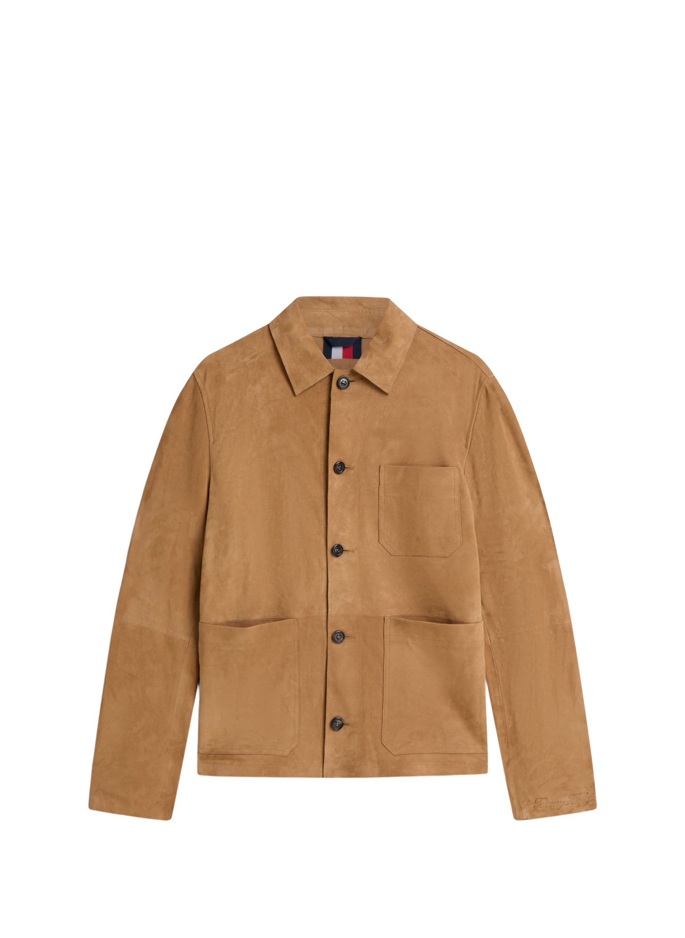 Leren jas met klassieke kraag TOMMY HILFIGER Bruin