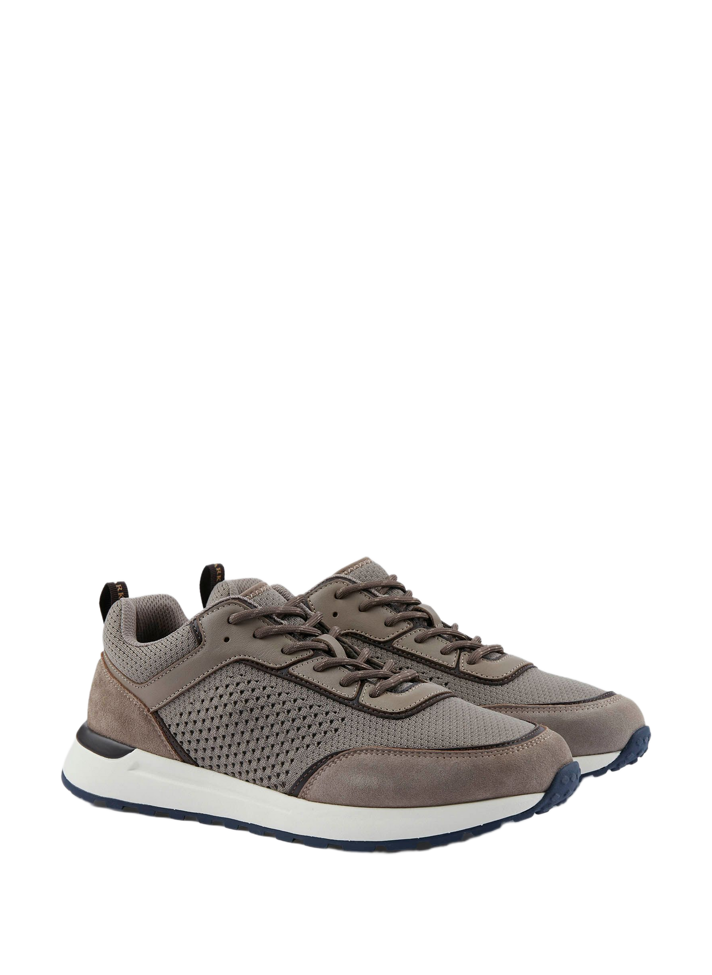 Plain low-top sneakers in mixed leather PAUL & SHARK Grey