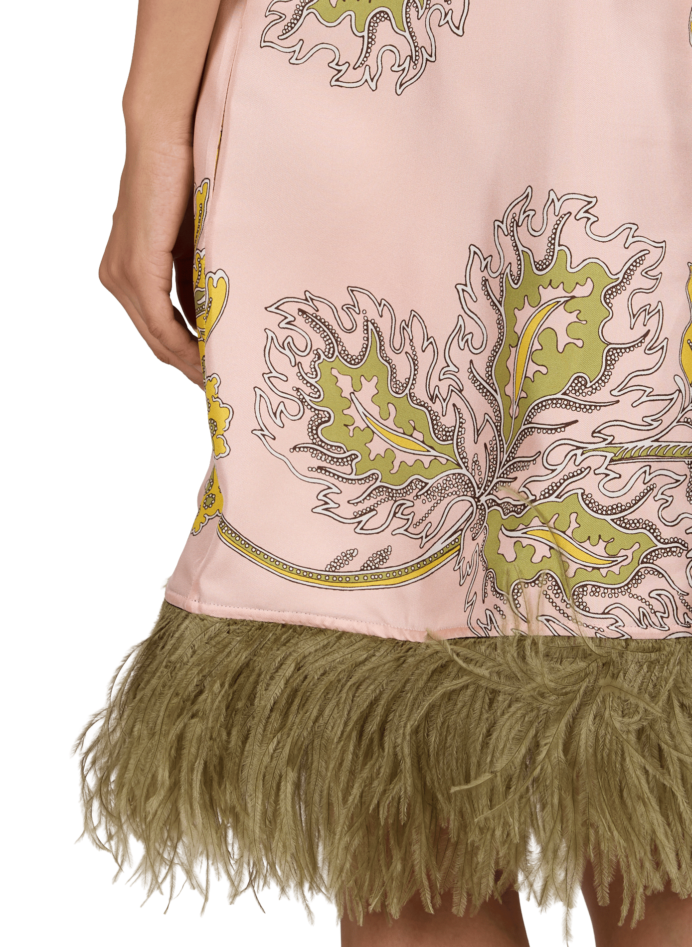 Robe MINI SWING en soie avec plumes LA DOUBLEJ Rose
