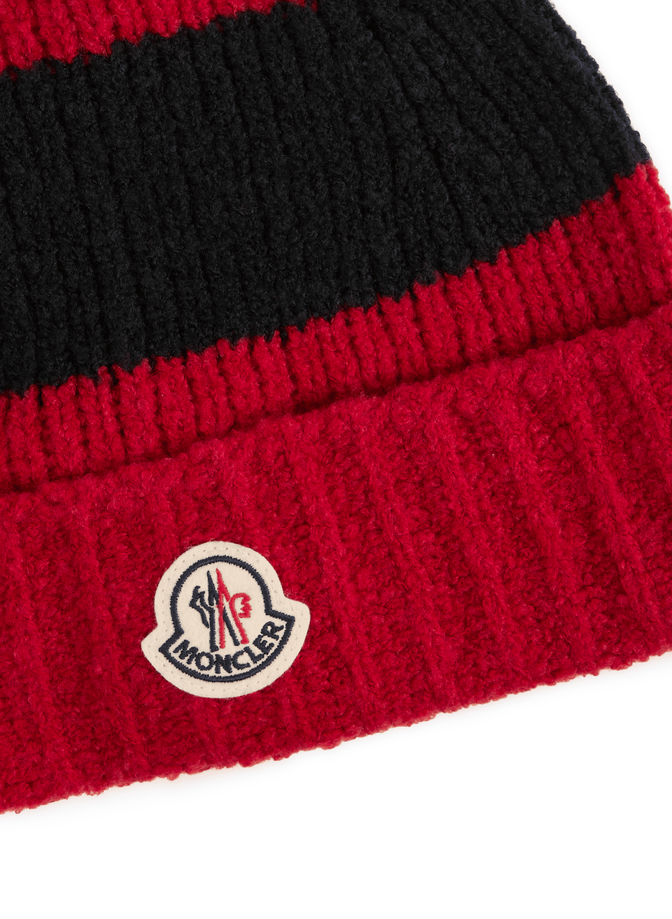 Gorro a rayas de lana virgen mezclada MONCLER Rojo