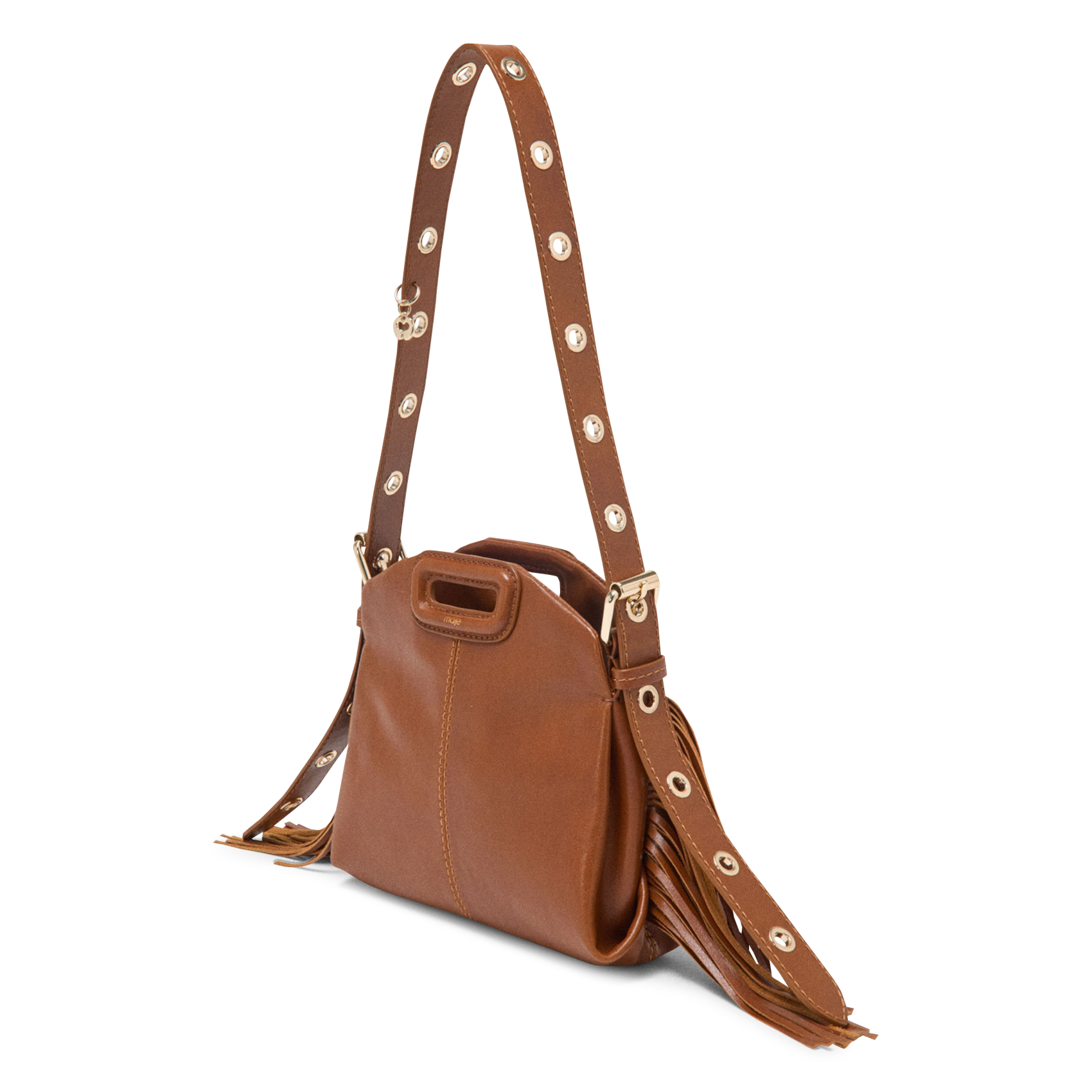 Sac bandoulière en cuir MAJE Marron