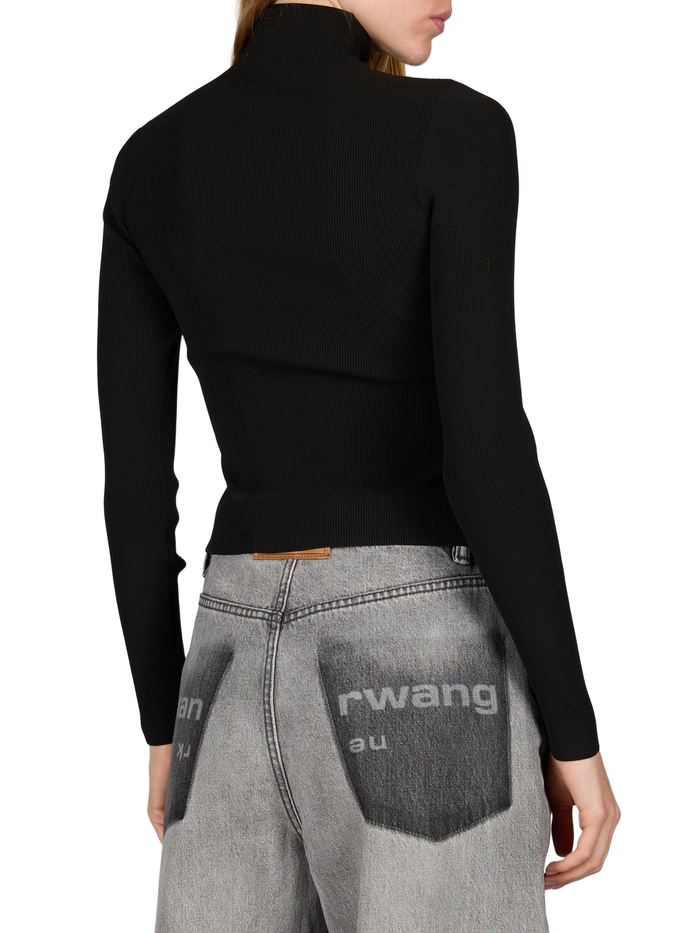 Pull col montant en maille à logo ALEXANDER WANG Noir