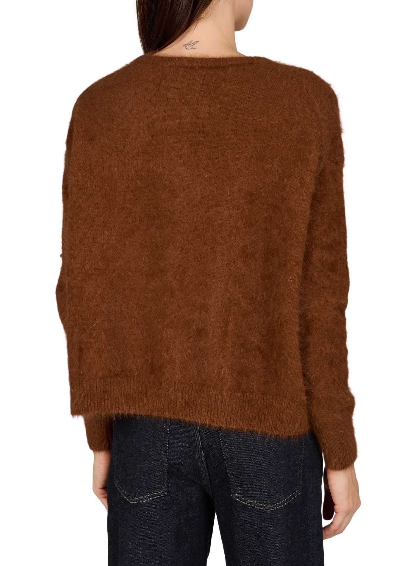 Cardigan DATHAN62 K1014U diritto collo tondo in misto lana BELLEROSE Marrone