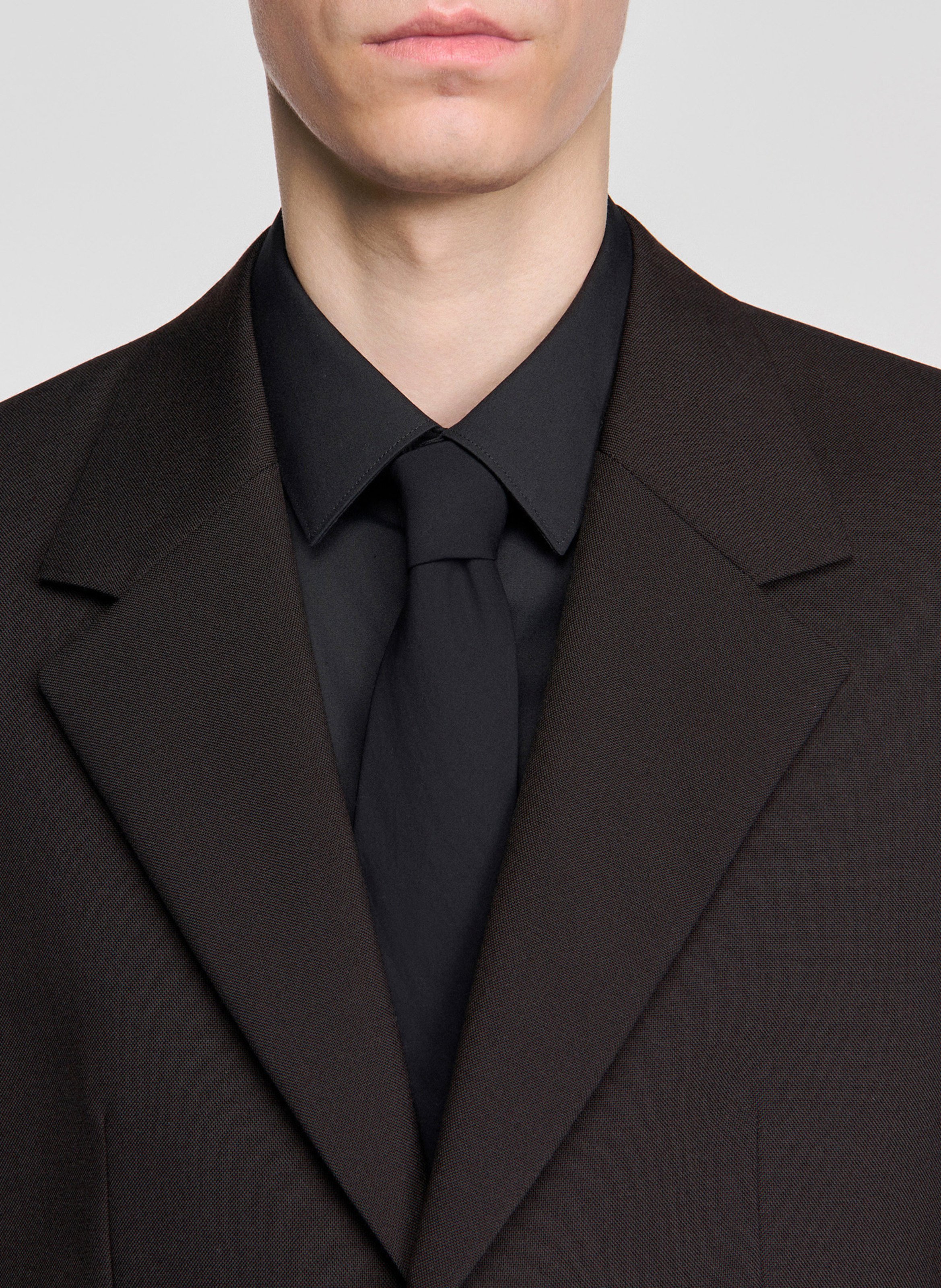 Veste col tailleur en laine SANDRO Marron