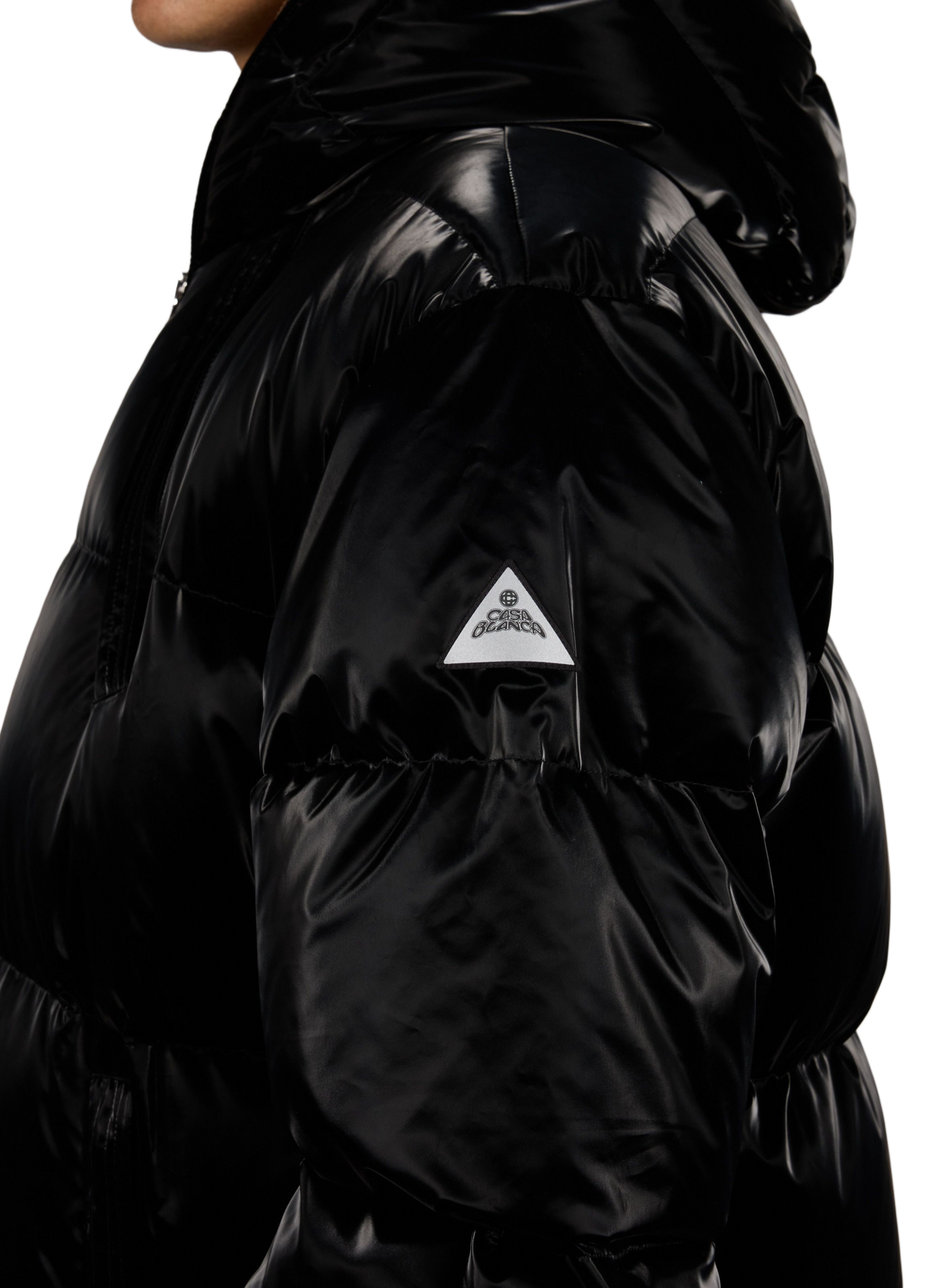 Hooded straight-fit padded jacket CASABLANCA PARIS Black