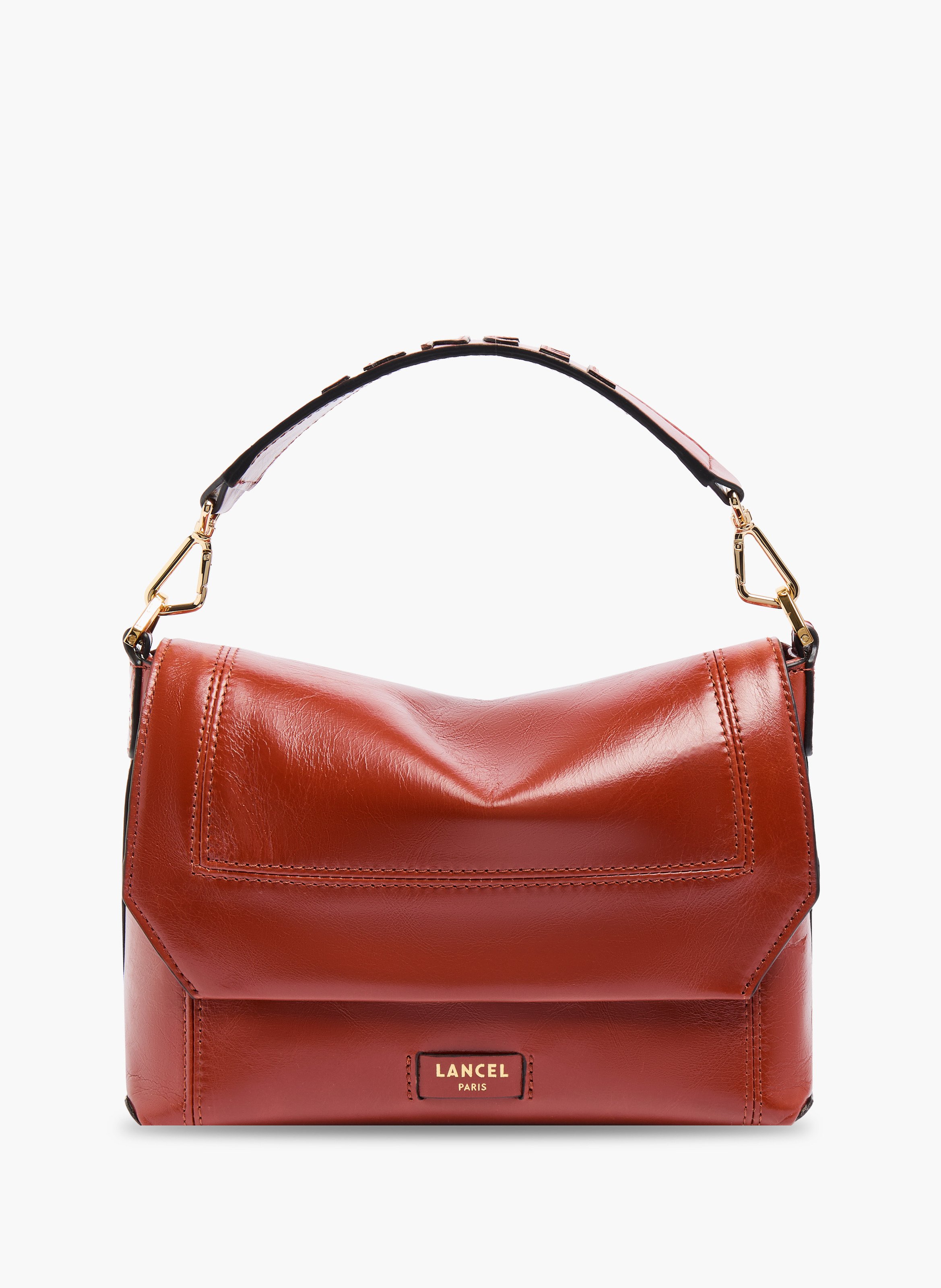 Sac à rabat m - ninon soft, cuir de vachette vintage, bandoulière à chaîne coulissante LANCEL Rouge