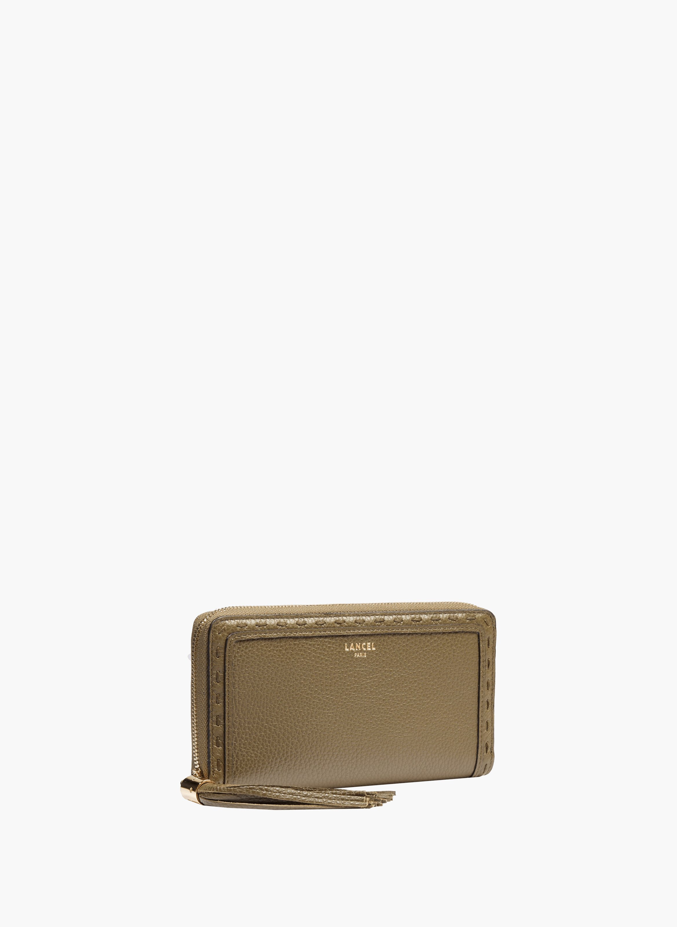 Portefeuille long premier flirt de lancel en kaki foncé, à fermeture éclair tout autour LANCEL Vert