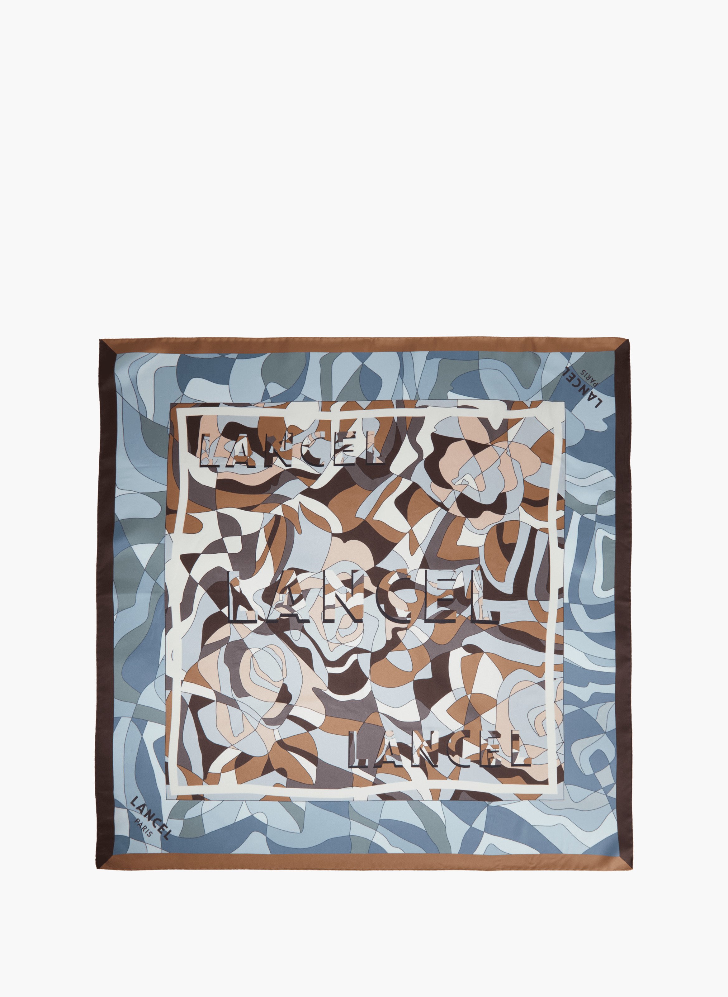 Zijden sjaal 70" met puzzelmotief van Lancel LANCEL Blauw
