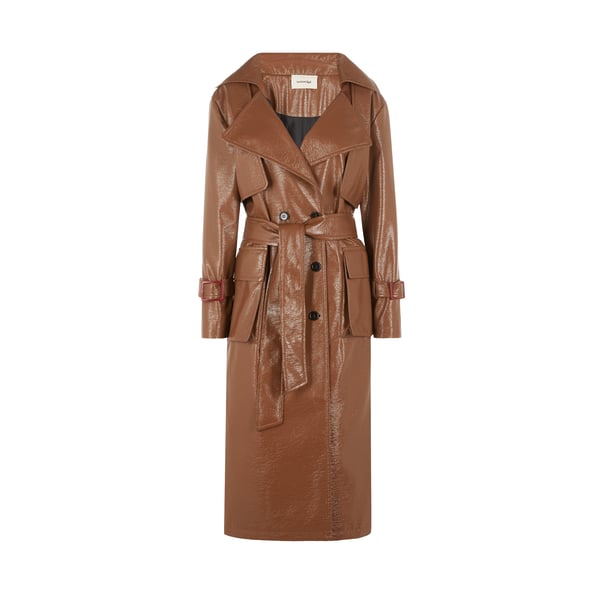 Saison Trench Long En Vinyle In Beige
