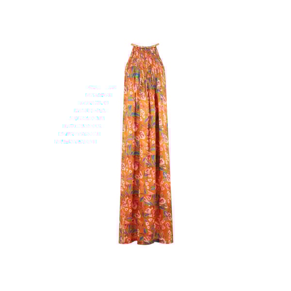 Louise Misha Pleated Floral Maxi Dress In Orange