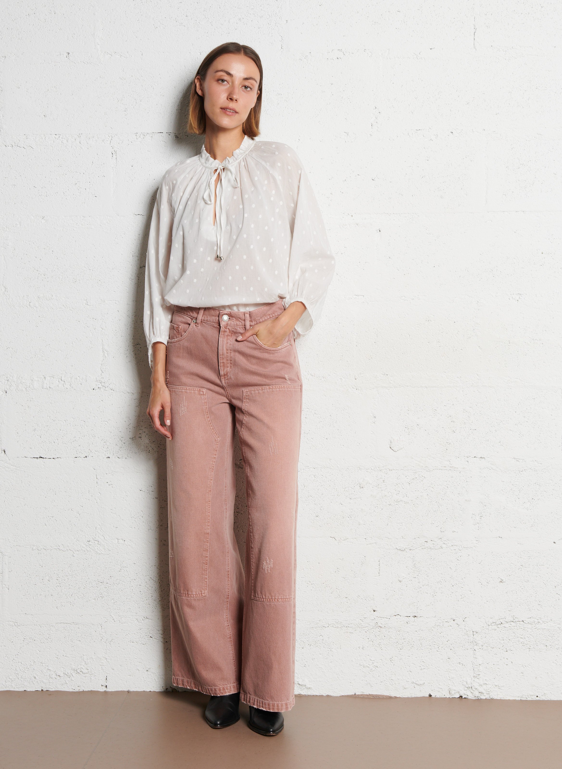 Blouse oversize en coton à motif IKKS Blanc