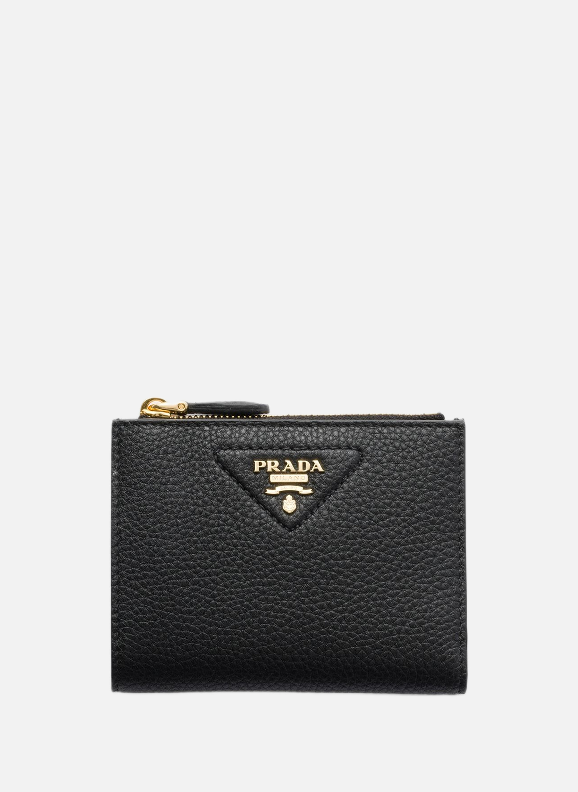 Petit portefeuille en cuir PRADA Noir