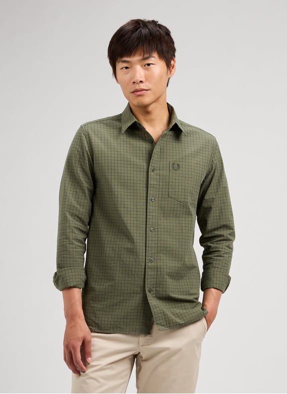 Chemise à carreaux en coton Vert by FRED PERRY FRED PERRY Chemise à carreaux en coton Vert